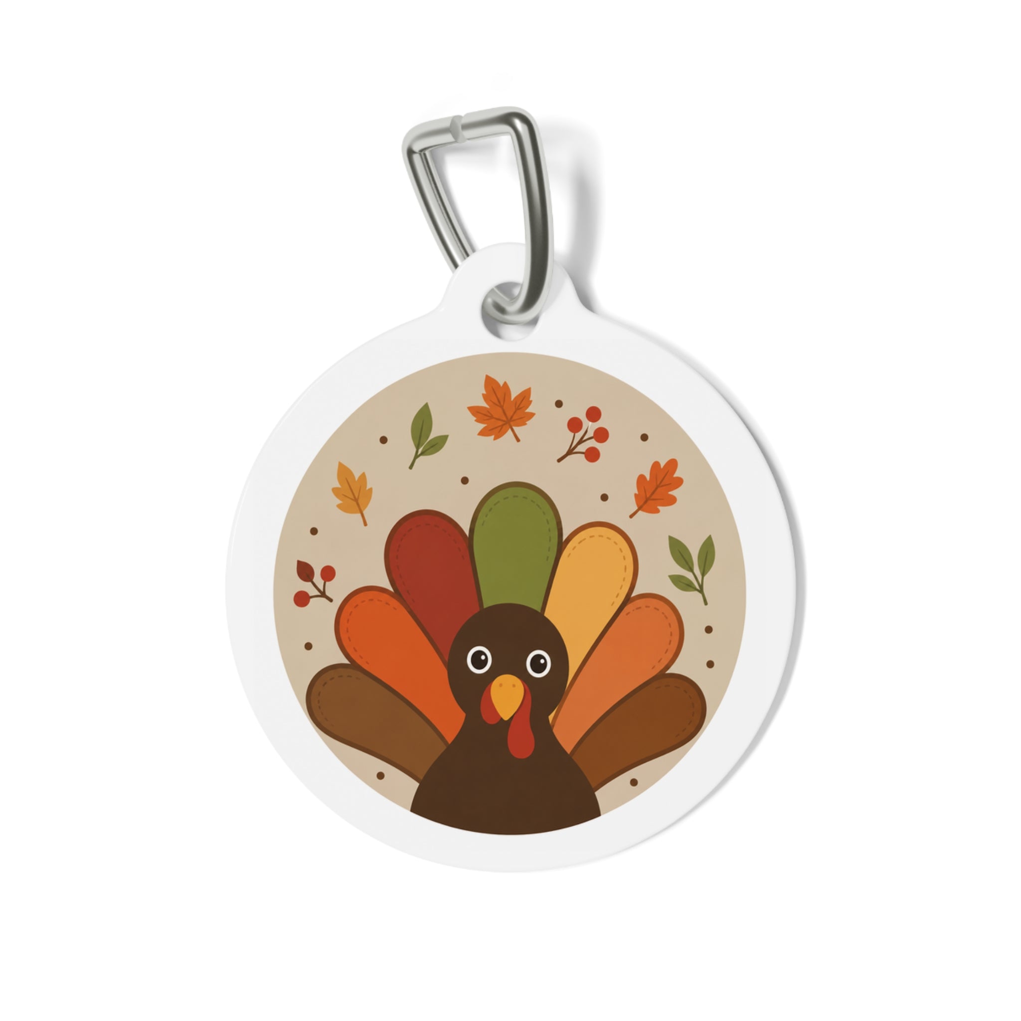 Playful Folk Art Turkey Personalized Dog ID Tag