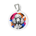 Chapa de identificación personalizada para perro con salpicaduras de tinta y caniche