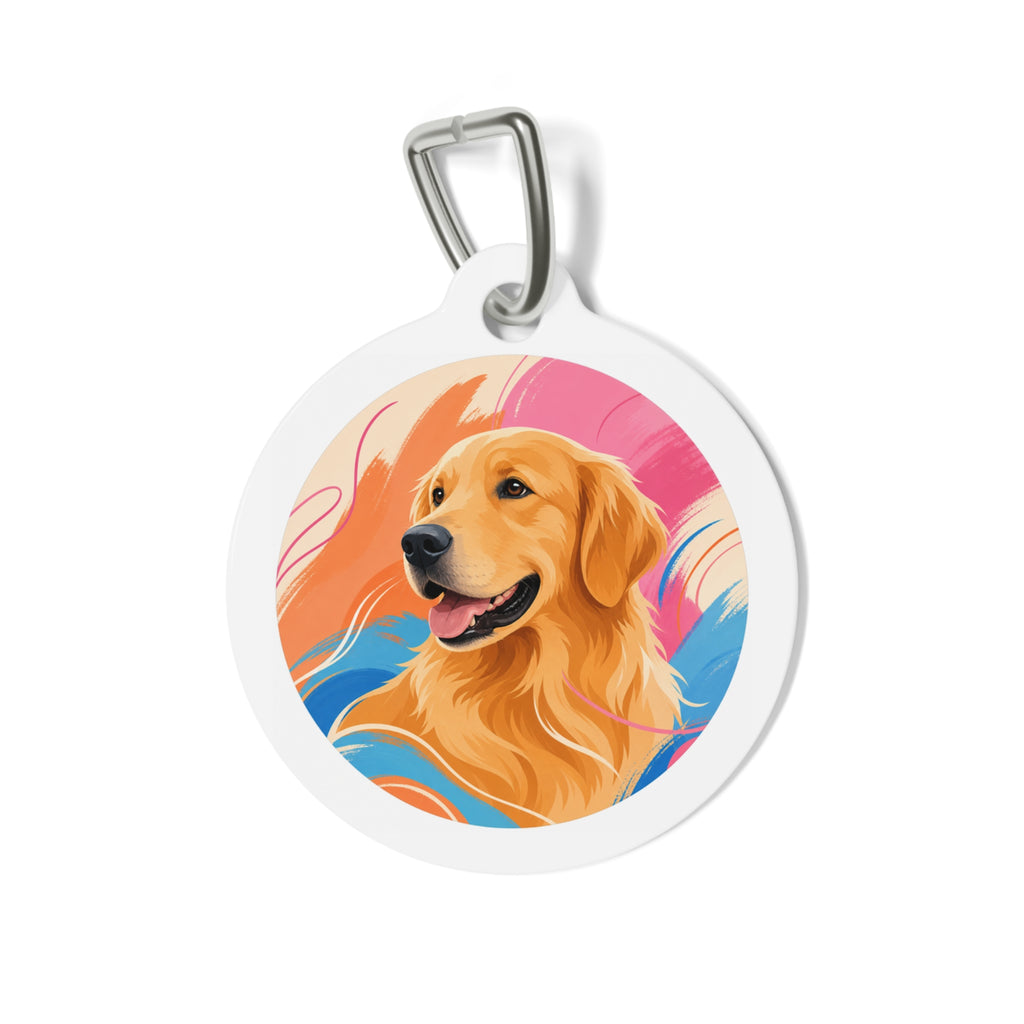 Placa de identificación personalizada para perro "Cepillo Tropical Golden Retriever"