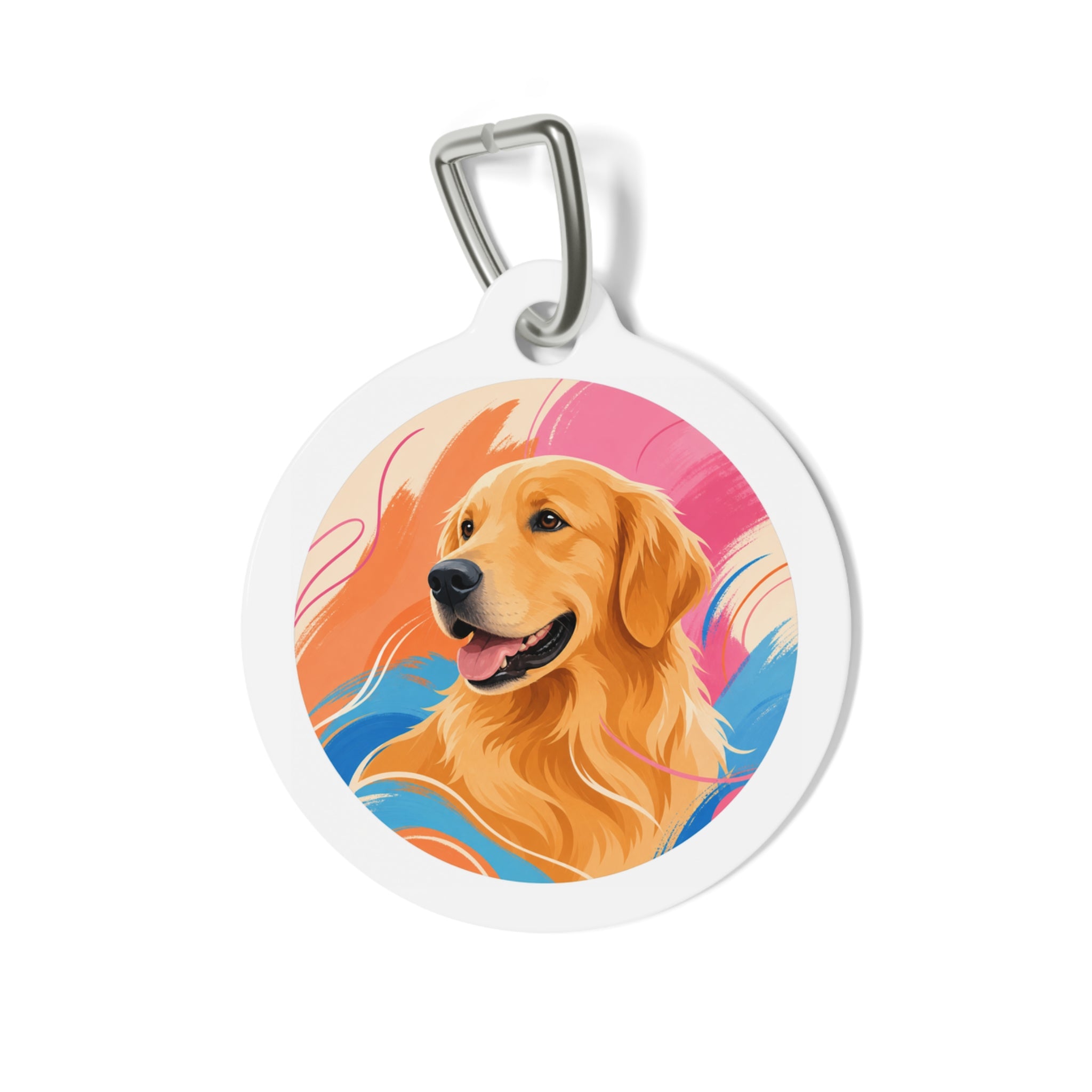 Placa de identificación personalizada para perro "Cepillo Tropical Golden Retriever"