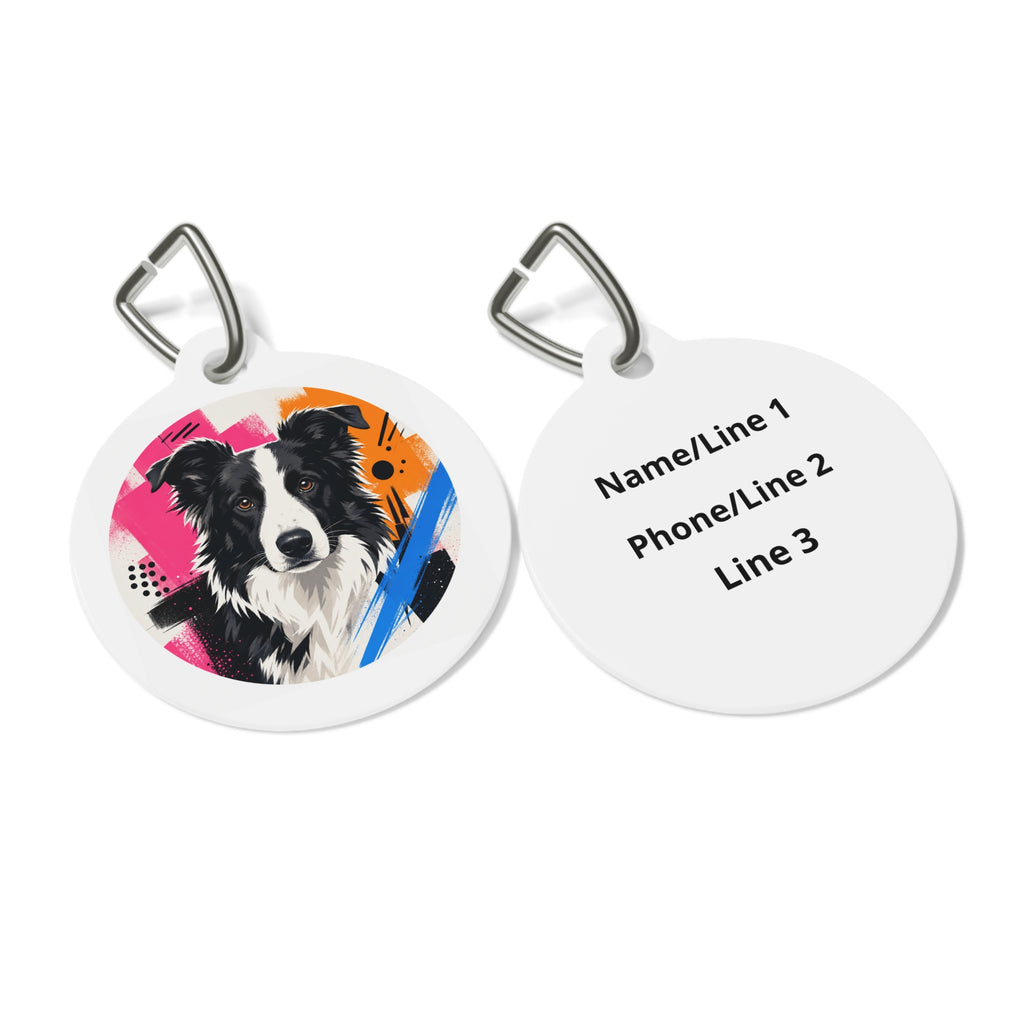 Etiqueta de identificación de perro personalizada Border Collie Urban Graffiti