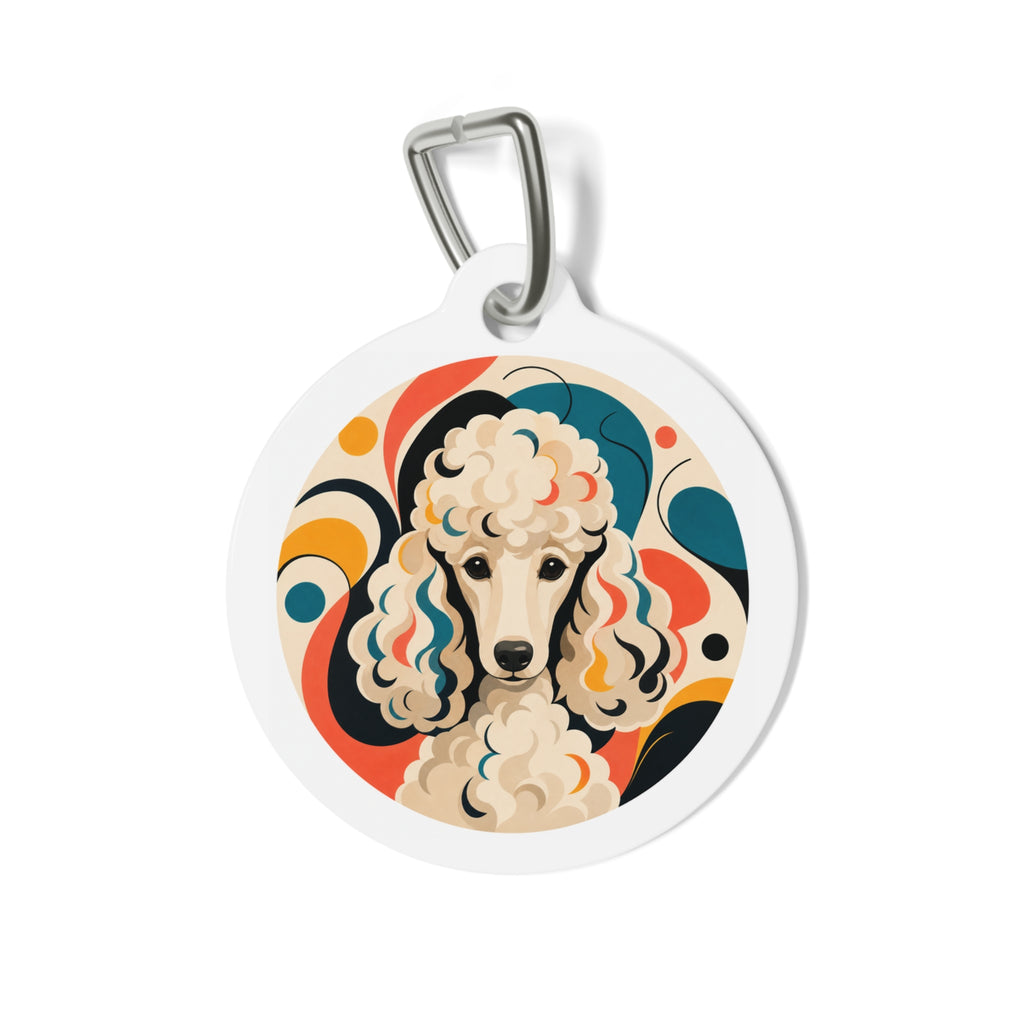 Chapa de identificación personalizada para perro "Caniche Retro Swirl"