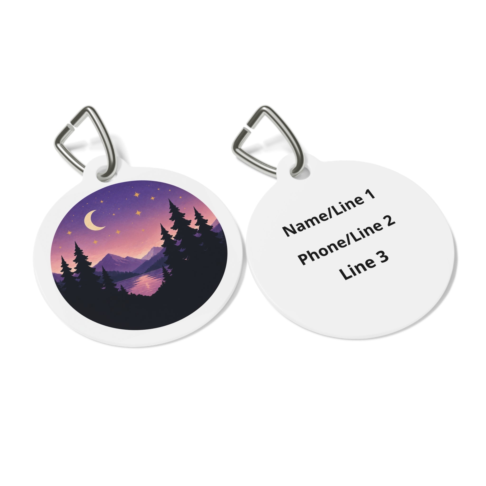 Purple Moon Lake Scenic Outdoor Adventure Personalized Dog ID Tag