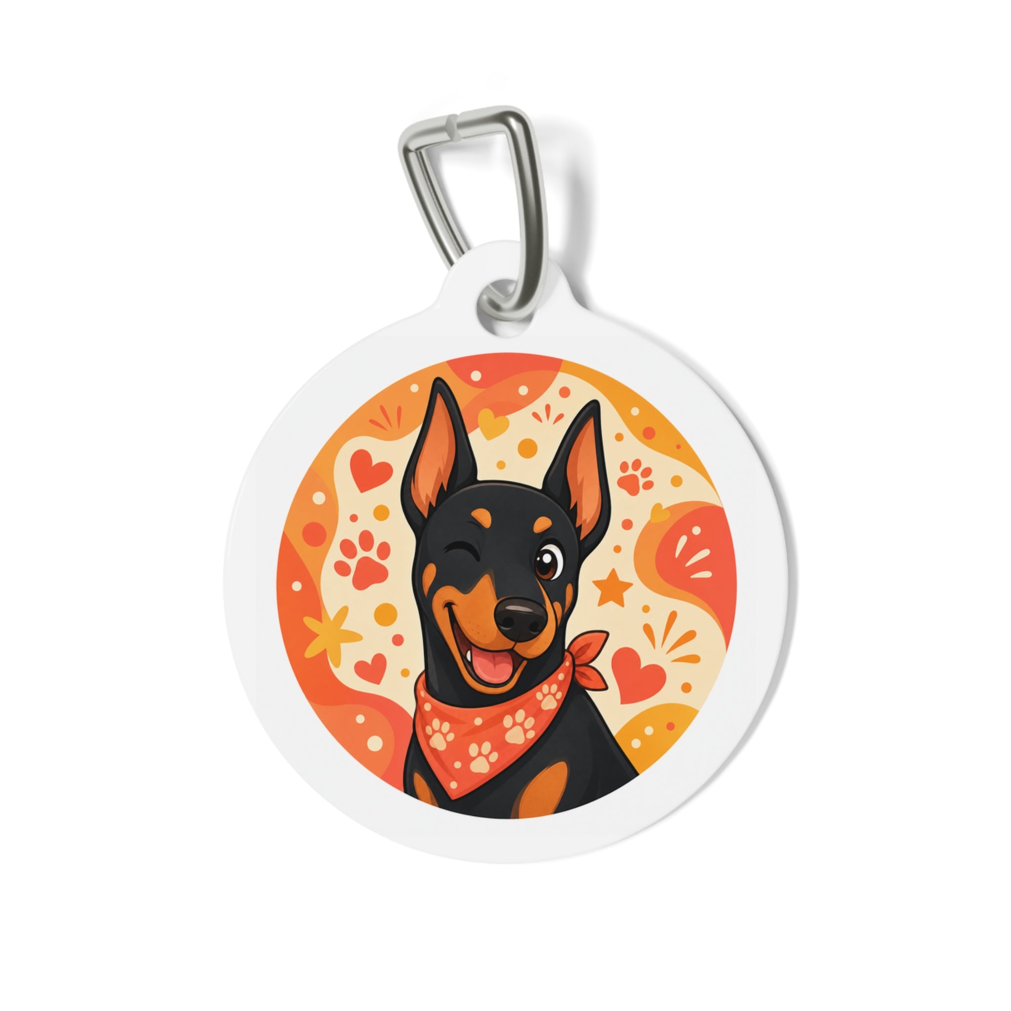 Doberman Pinscher Warm Floral Pop Personalized Dog ID Tag
