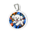 Bichon Frise Pop Art Personalized Dog ID Tag