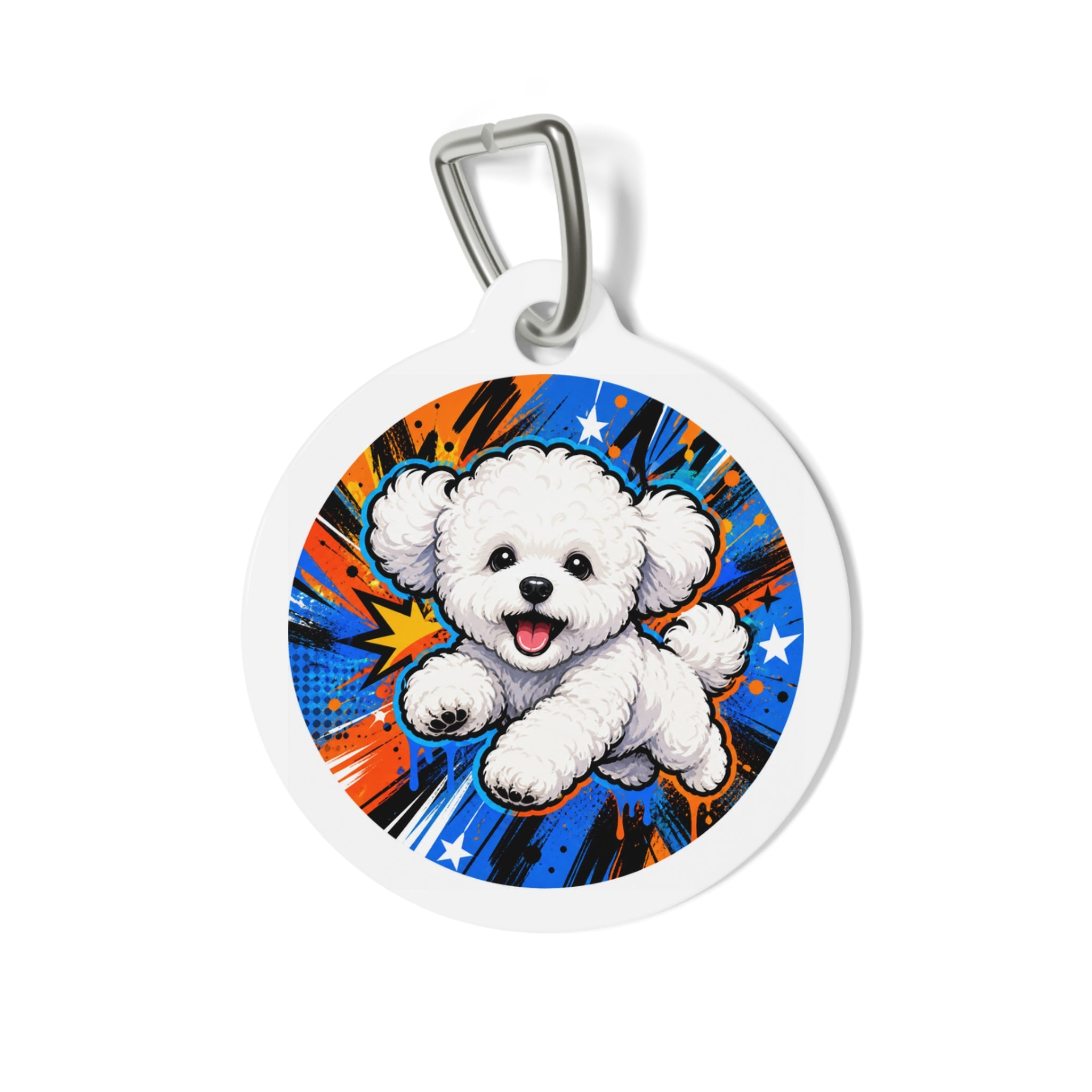 Bichon Frise Pop Art Personalized Dog ID Tag