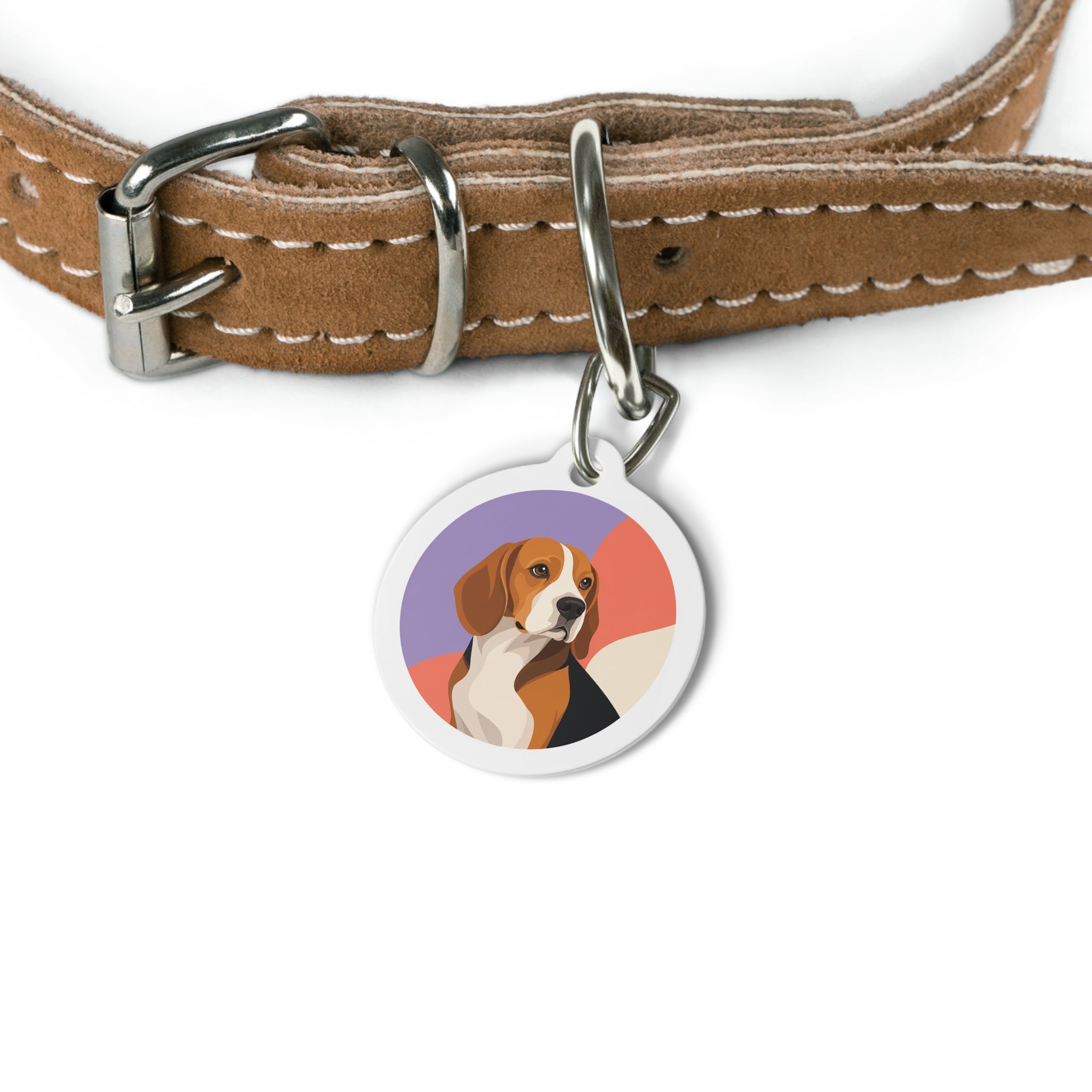 Beagle Modern Geometric Personalized Dog ID Tag