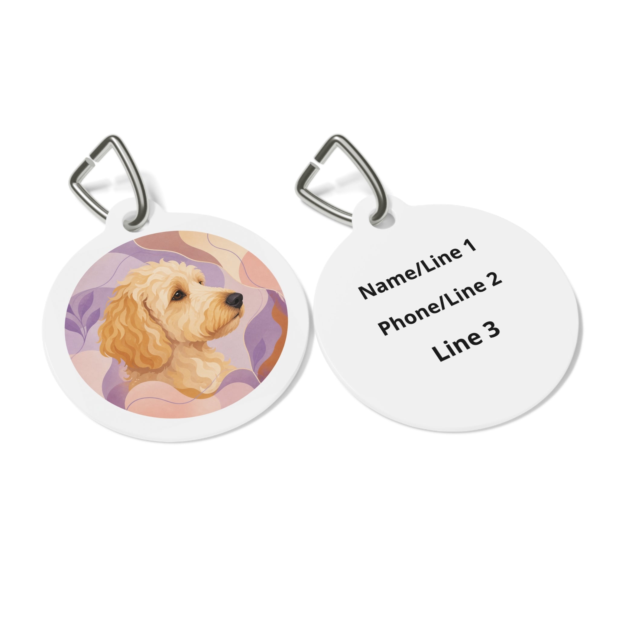 Goldendoodle Soft Pastel Painterly Portrait Personalized Dog ID Tag