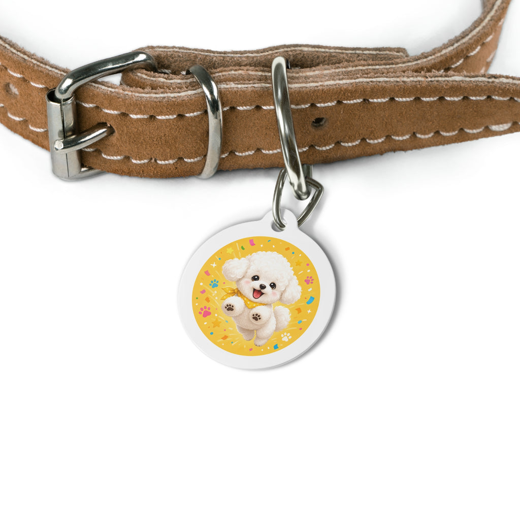 Bichon Frise Joyful Cute Portrait Personalized Dog ID Tag