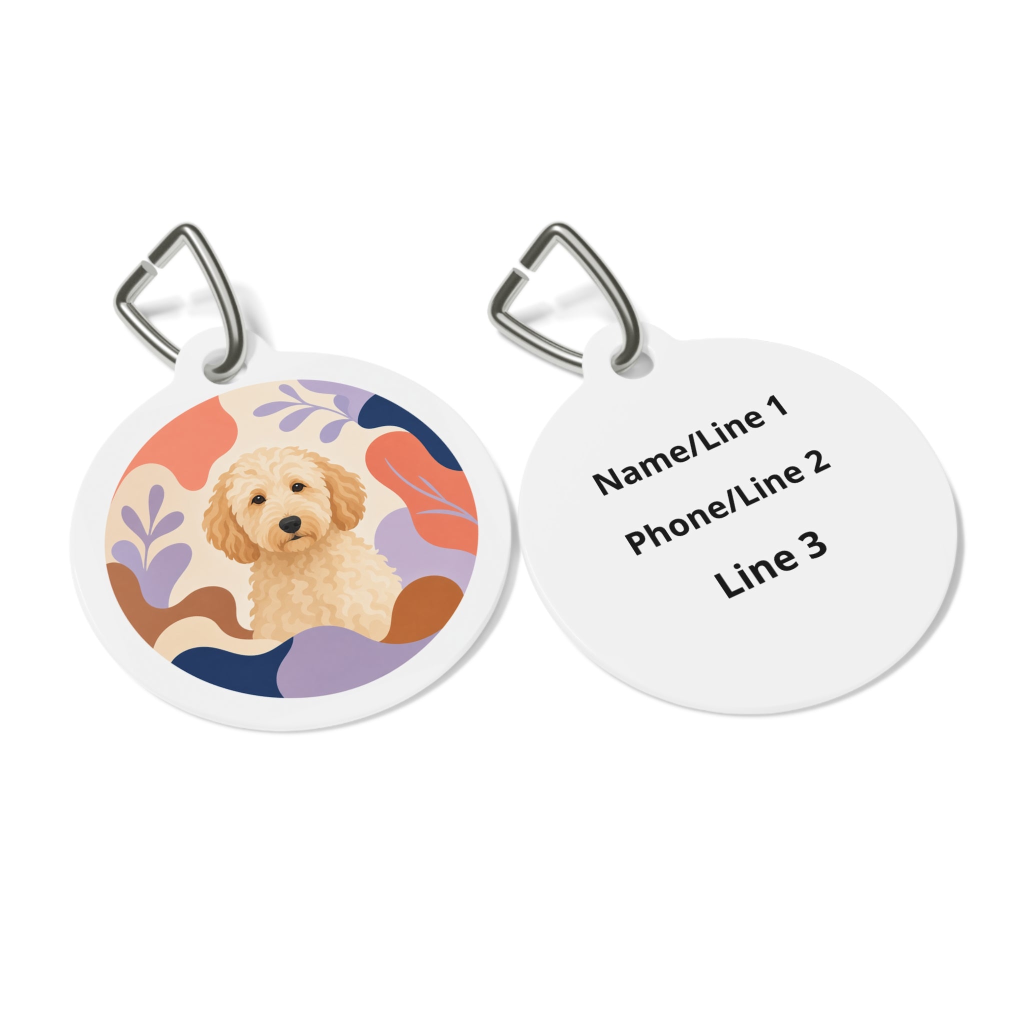 Goldendoodle Joyful Illustrated Doodle Personalized Dog ID Tag