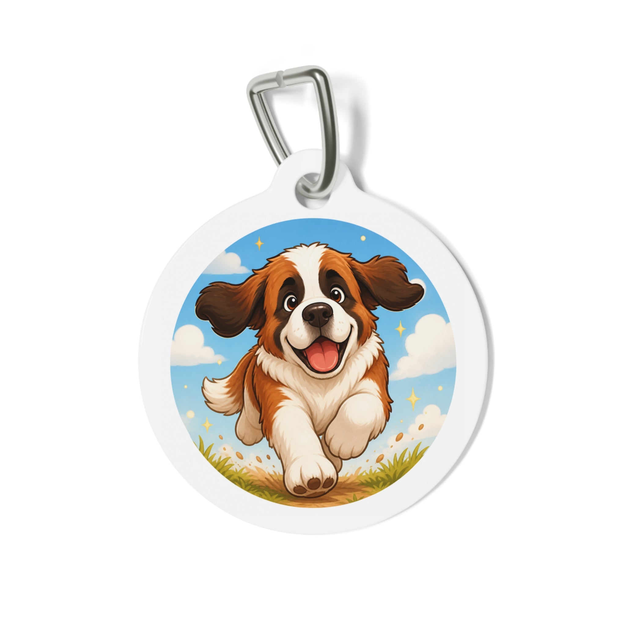 Saint Bernard Artful Botanical Portrait Personalized Dog ID Tag