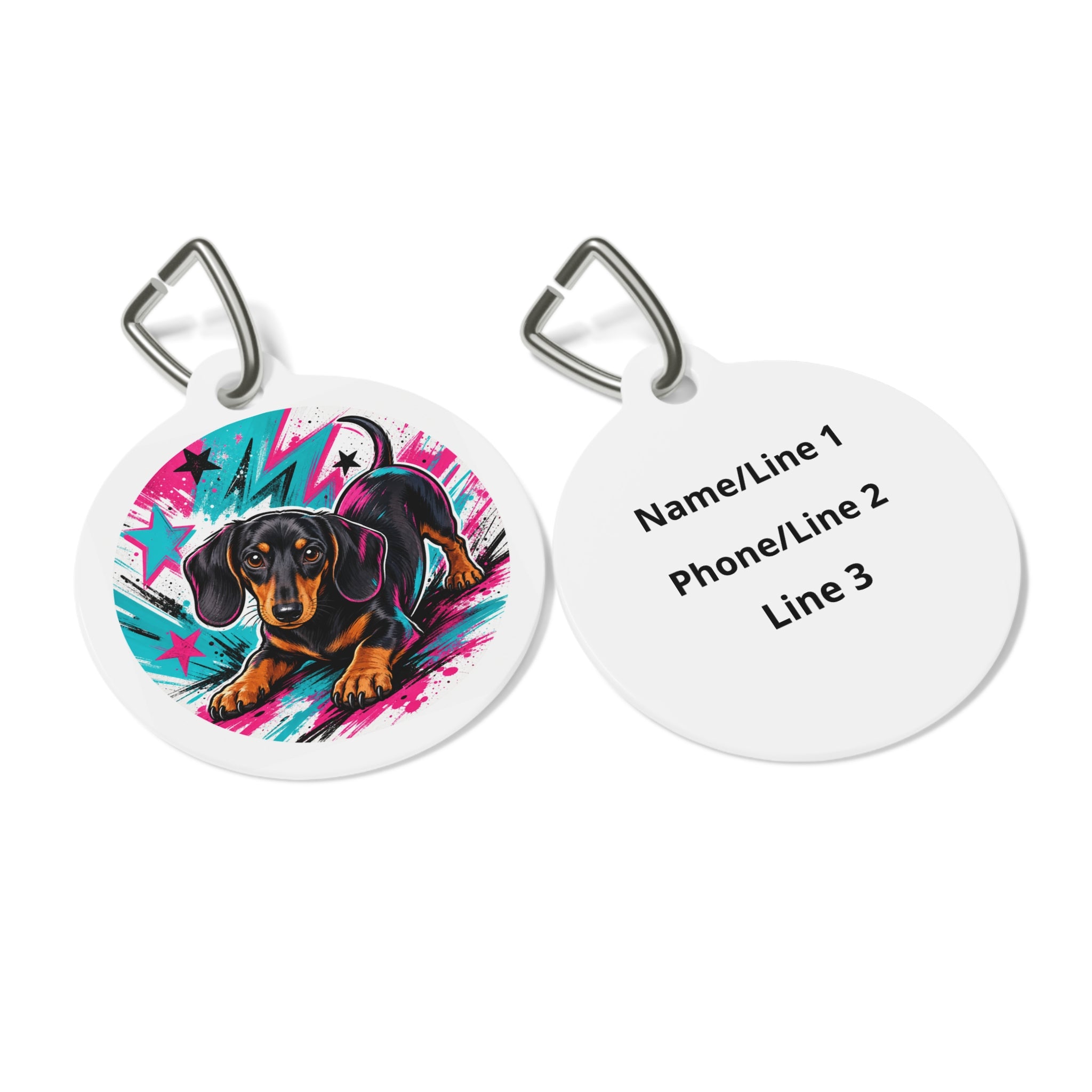 Dachshund Bright Pop Art Personalized Dog ID Tag