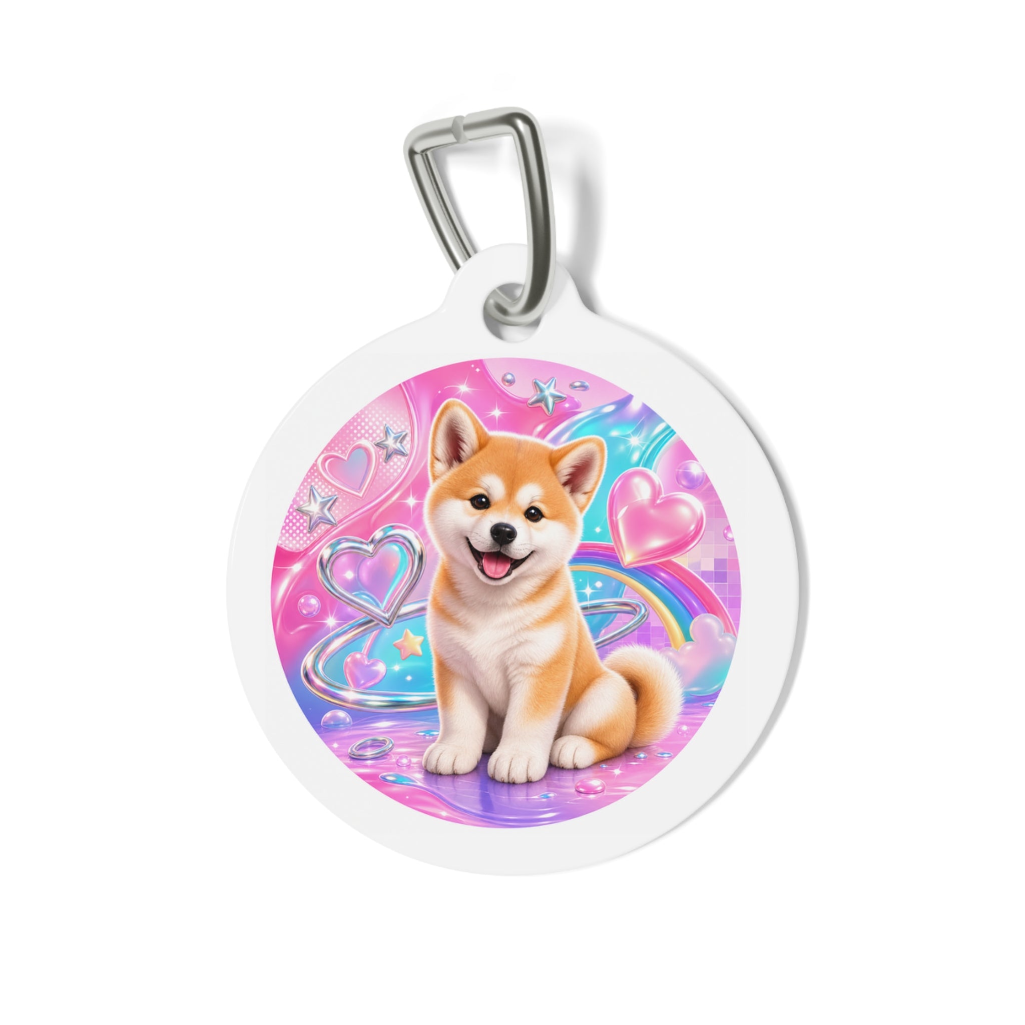Akita Cosmic Pastel Personalized Dog ID Tag