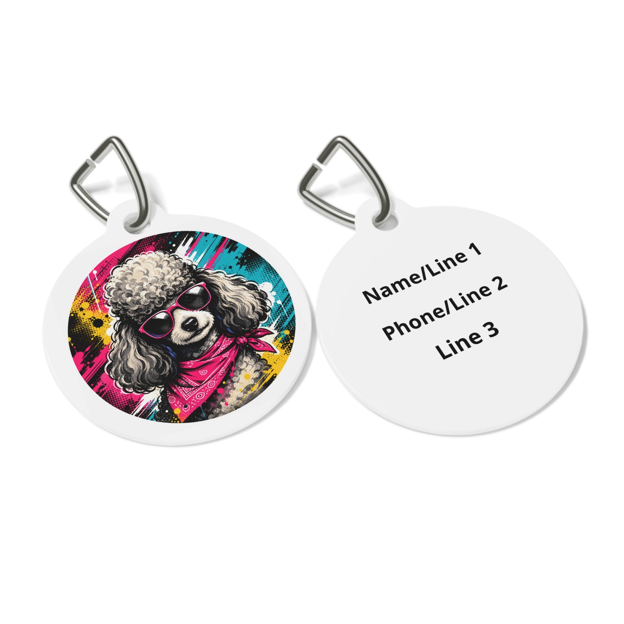 Poodle Rockstar Personalized Dog ID Tag