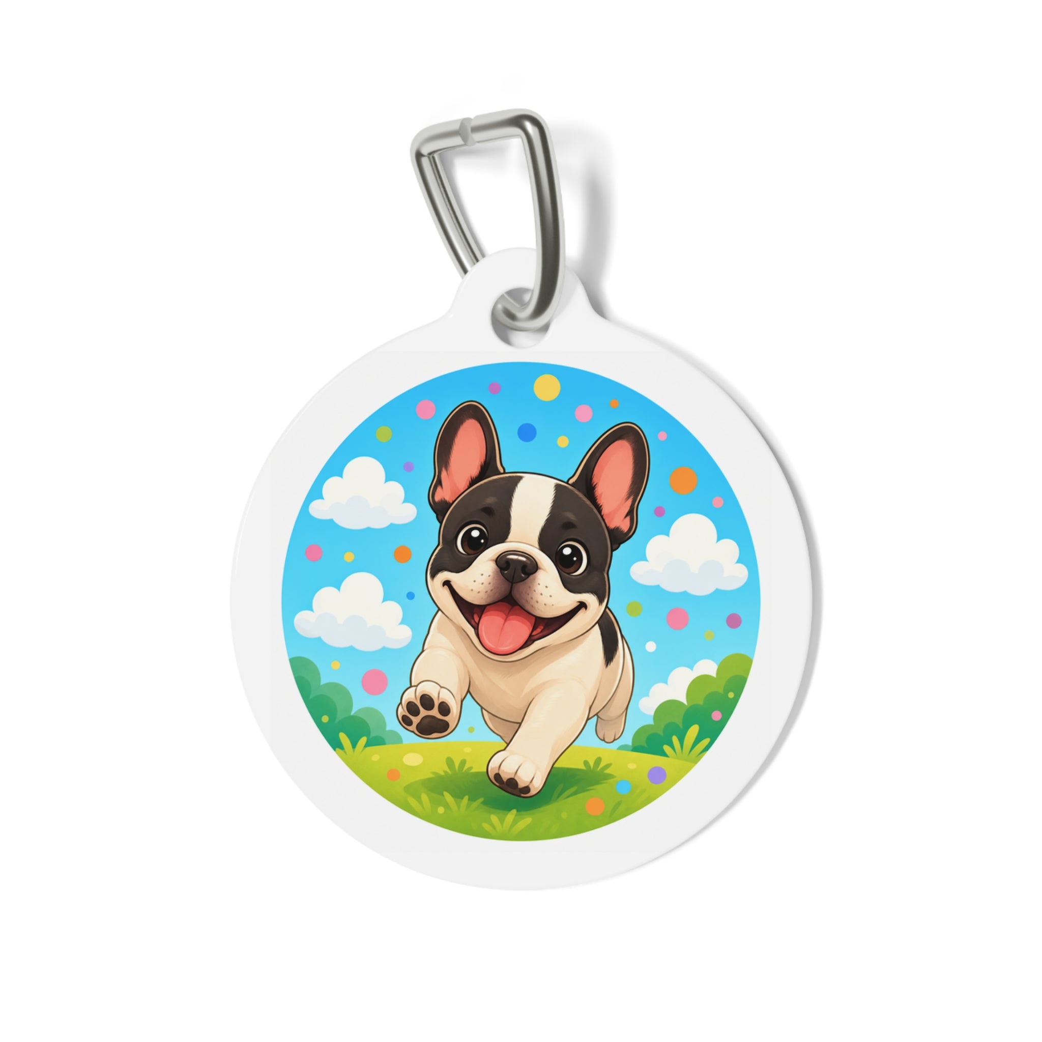 Placa de identificación personalizada para perro con retrato de Bulldog Francés lindo