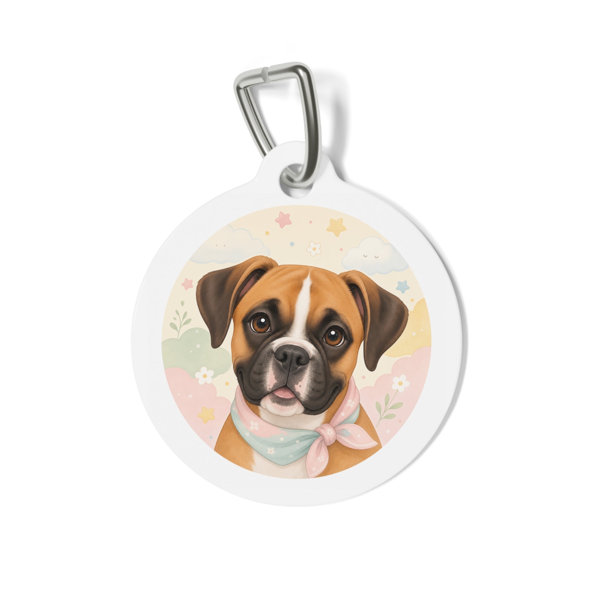 Boxer Pastel Puppy Portrait Personalized Dog ID Tag