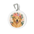 Golden Retriever Garden Crown Personalized Dog ID Tag