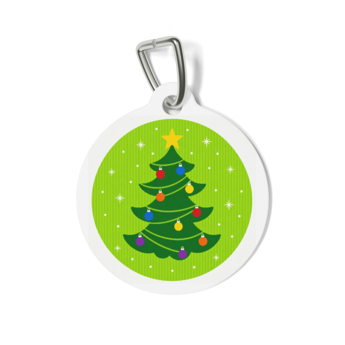 Bright Lime Christmas Tree Personalized Dog ID Tag