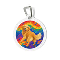 Etiqueta de identificación de perro personalizada Golden Retriever Rainbow Run