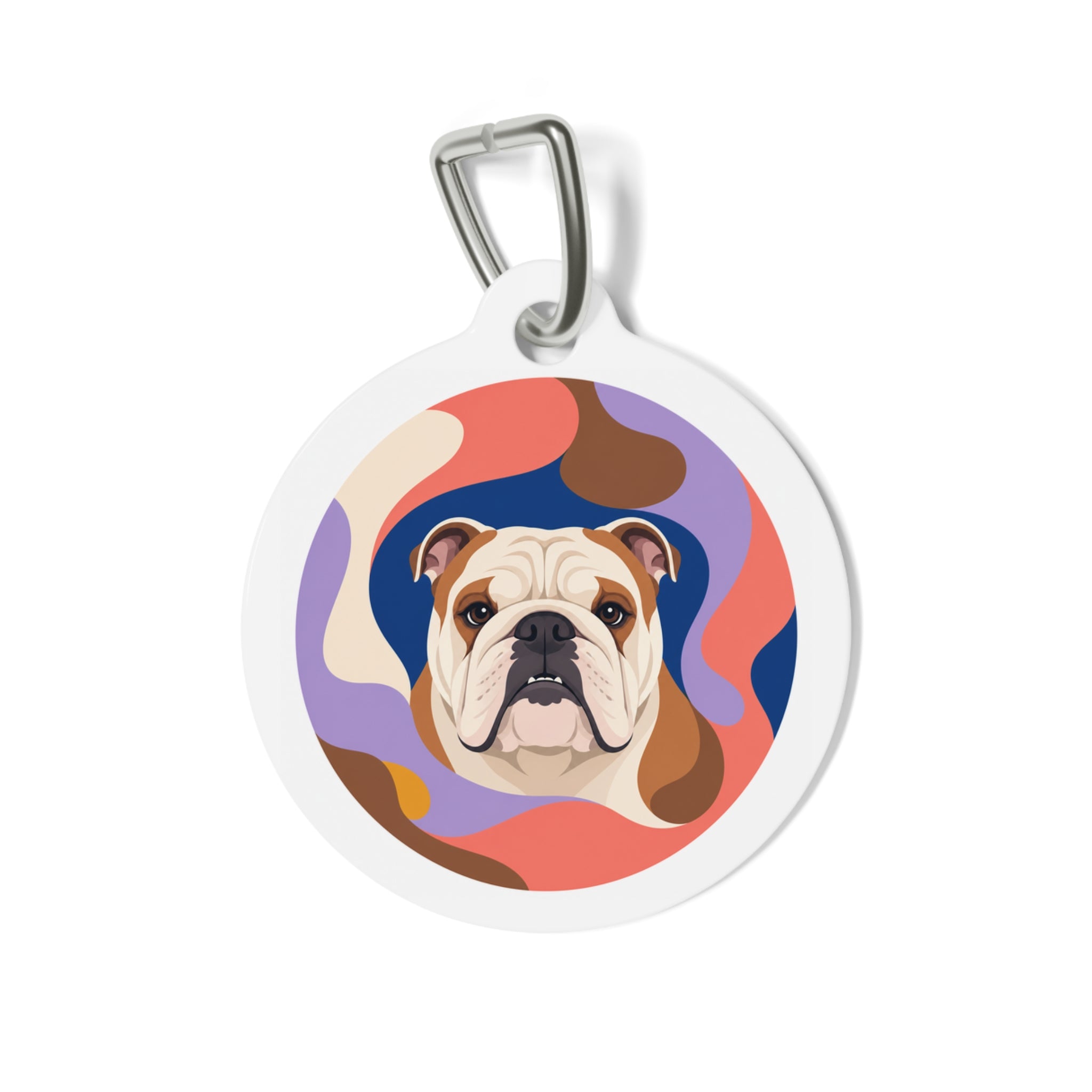 Bulldog Retro Color Wave Personalized Dog ID Tag