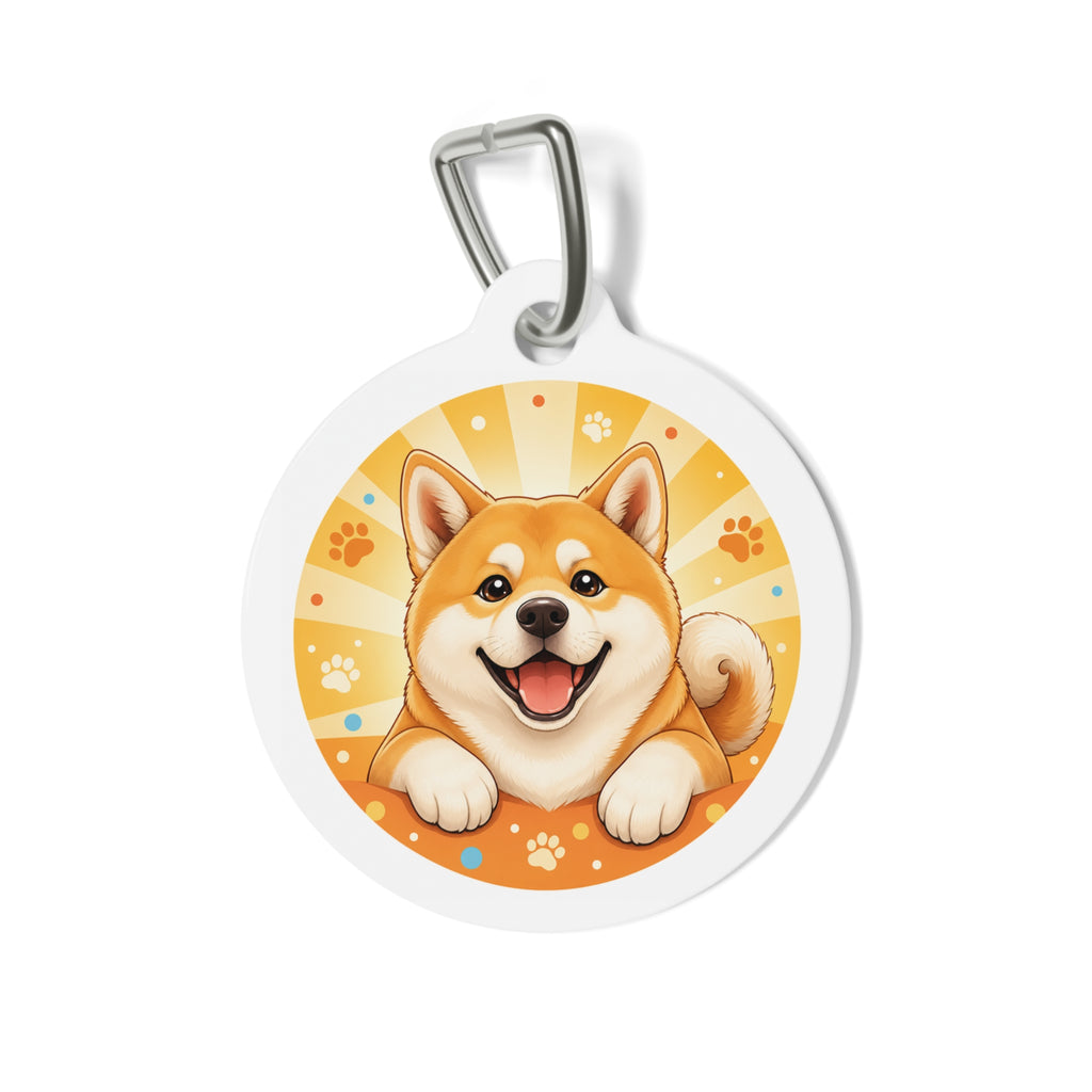 Akita Sunshine Pop Personalized Dog ID Tag