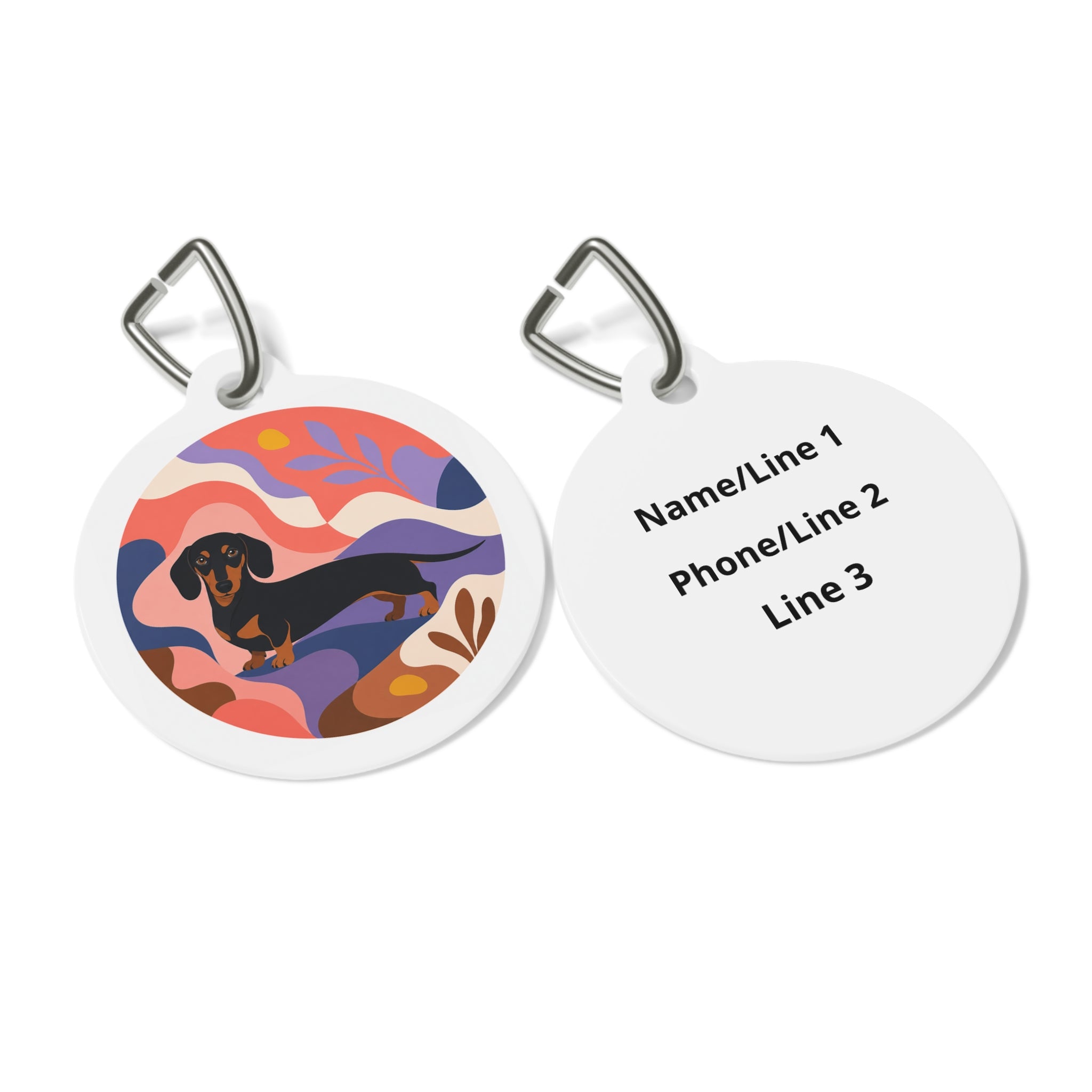 Dachshund Vibrant Color Personalized Dog ID Tag