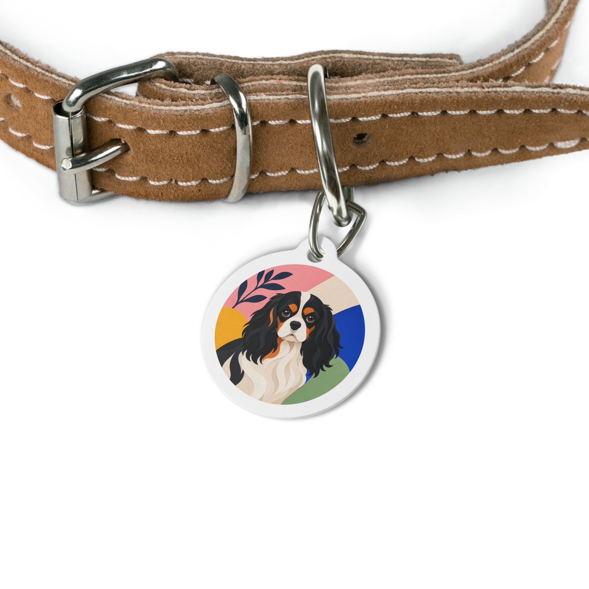 Cavalier King Charles Spaniel Modern Art Personalized Dog ID Tag