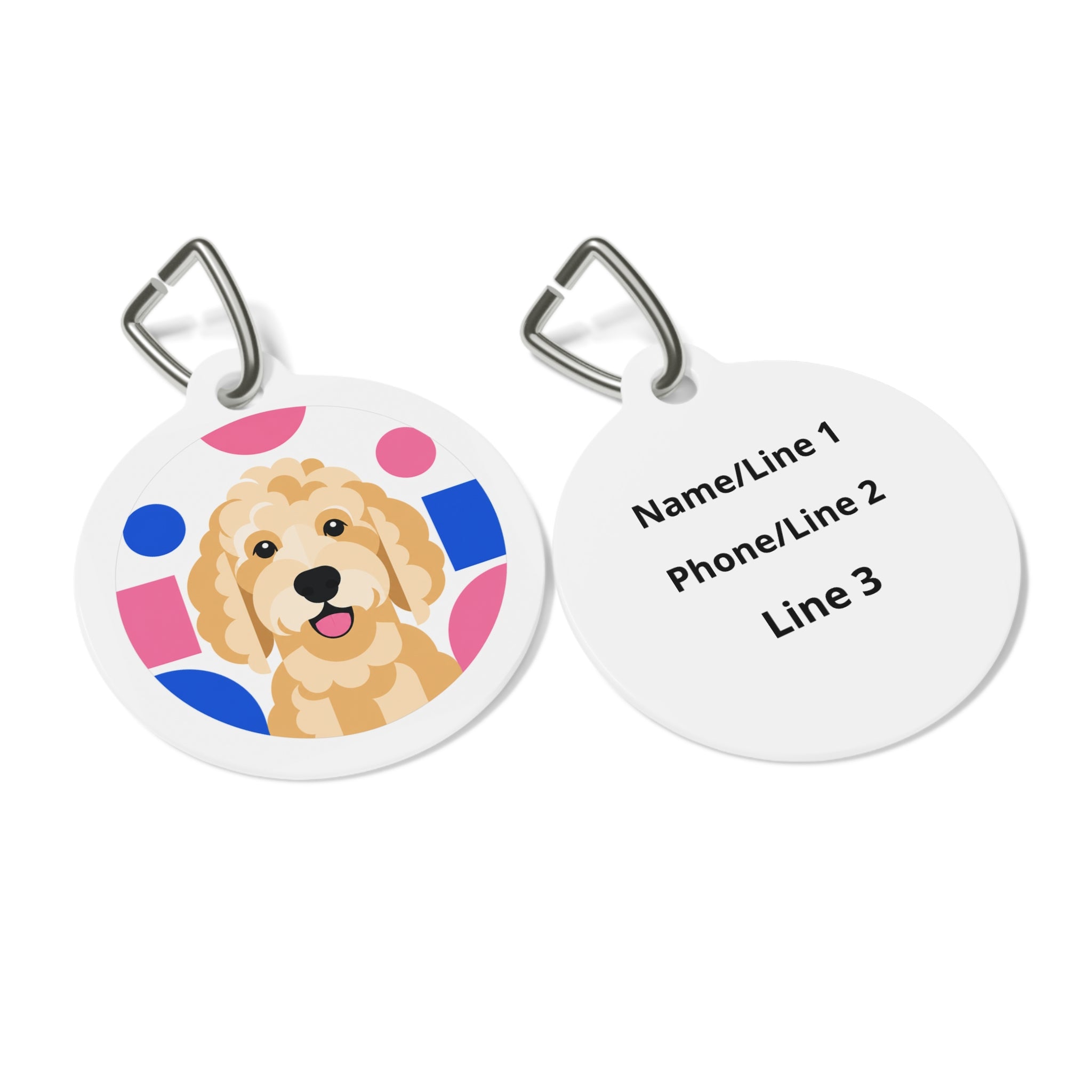 Goldendoodle Colorful Geometric Background Personalized Dog ID Tag