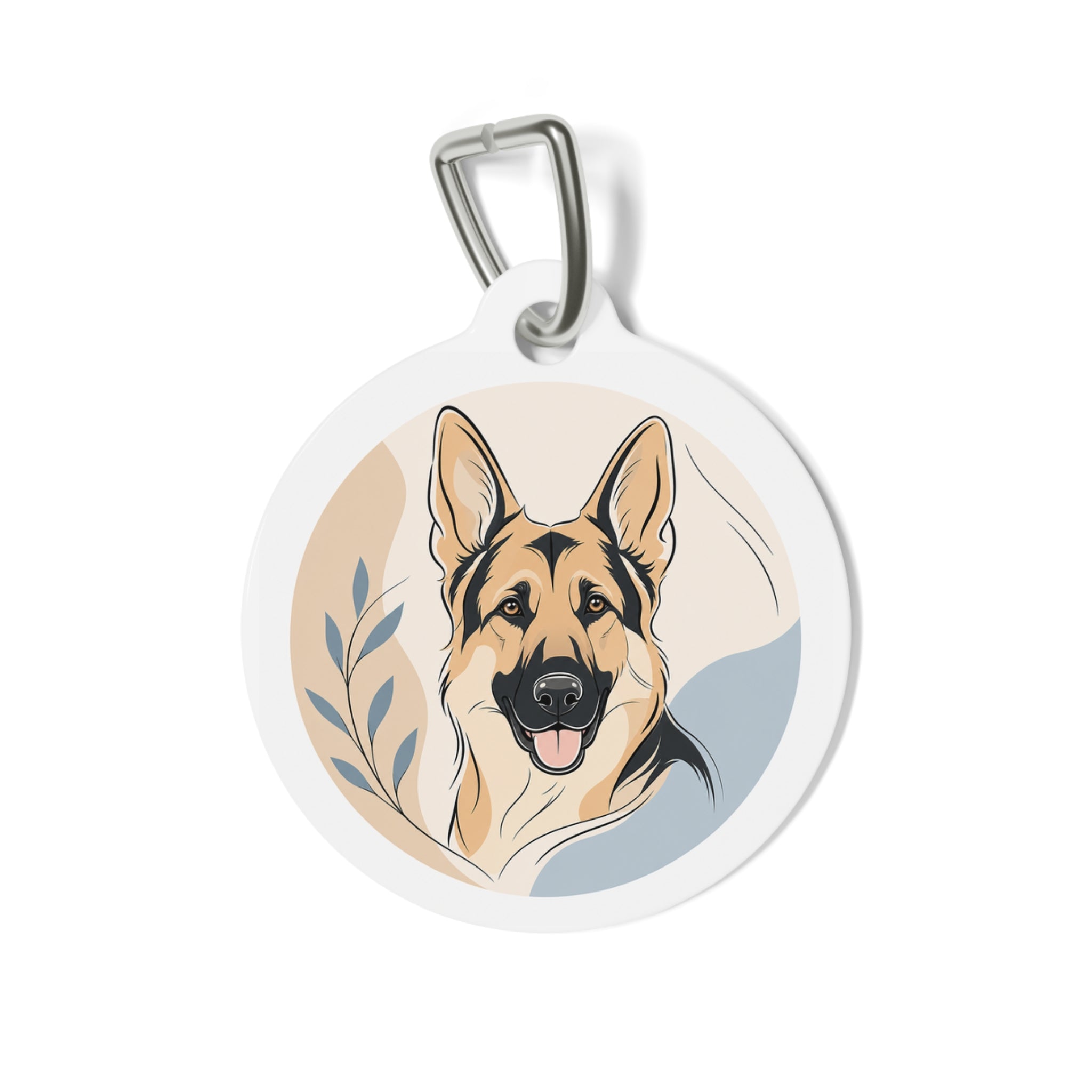 German Shepherd Botanical Line Portrait Personalized Dog ID Tag