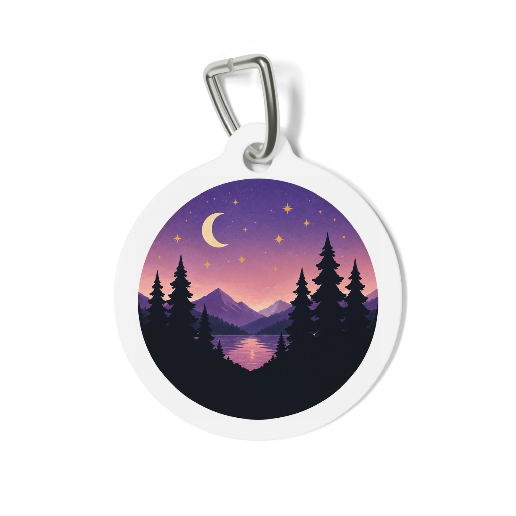 Purple Moon Lake Scenic Outdoor Adventure Personalized Dog ID Tag