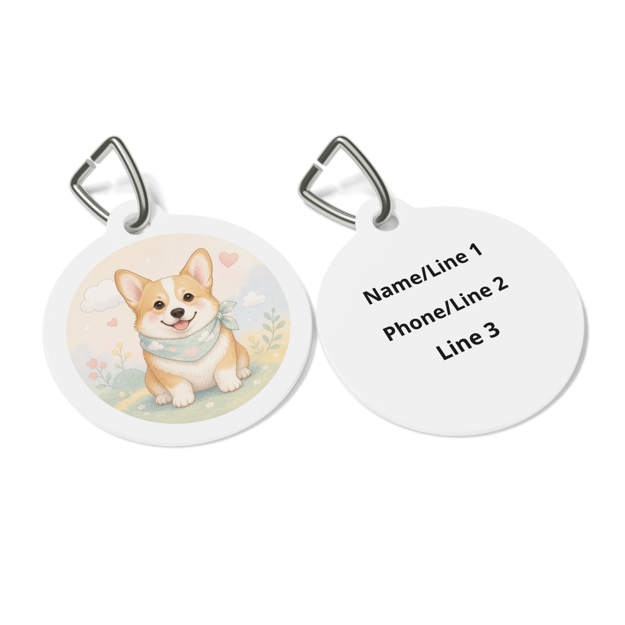 Pembroke Welsh Corgi Playful Bandana Personalized Dog ID Tag
