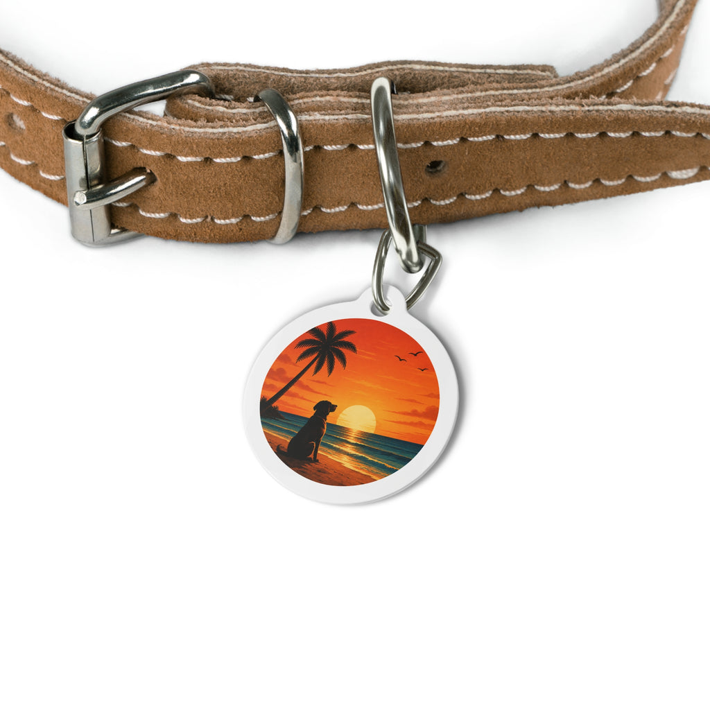 Palm Beach Sunset Dreamy Coastal Scene Personalized Dog ID Tag