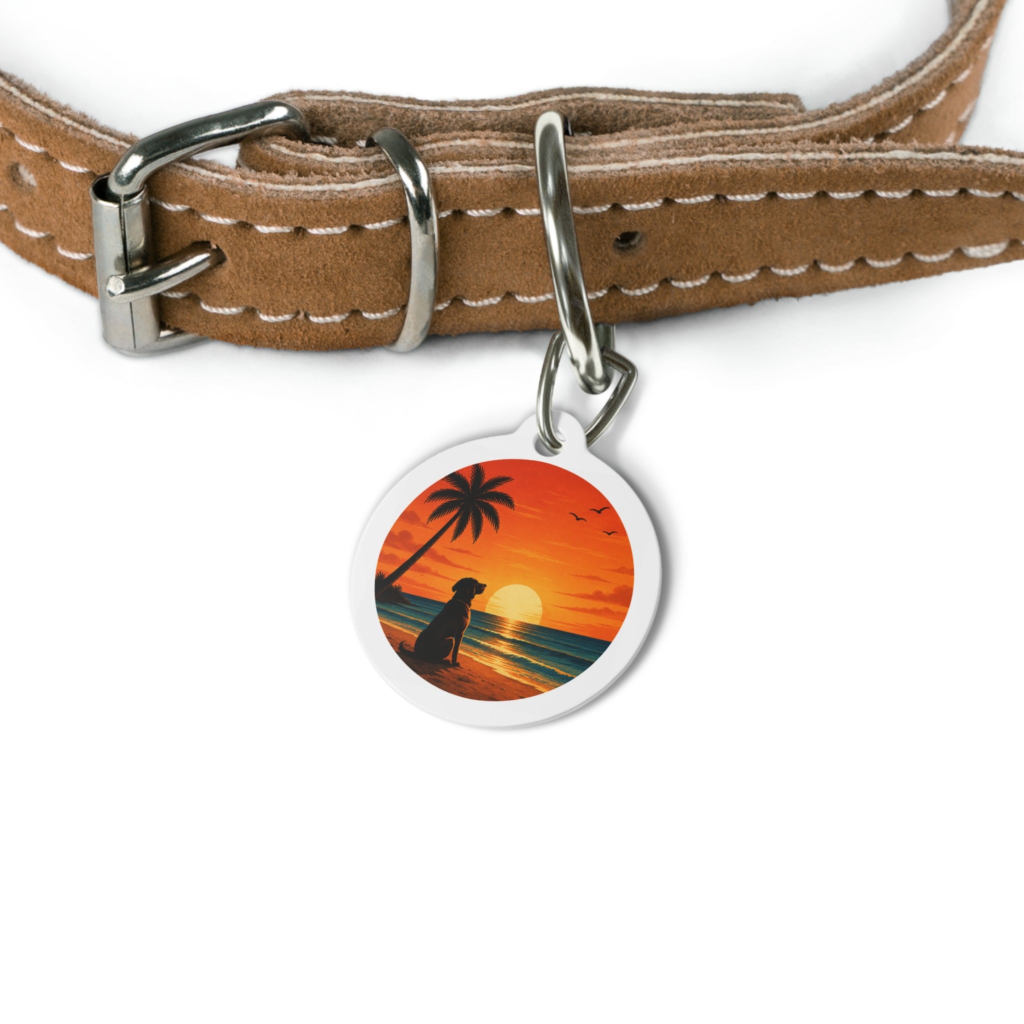Palm Beach Sunset Dreamy Coastal Scene Personalized Dog ID Tag