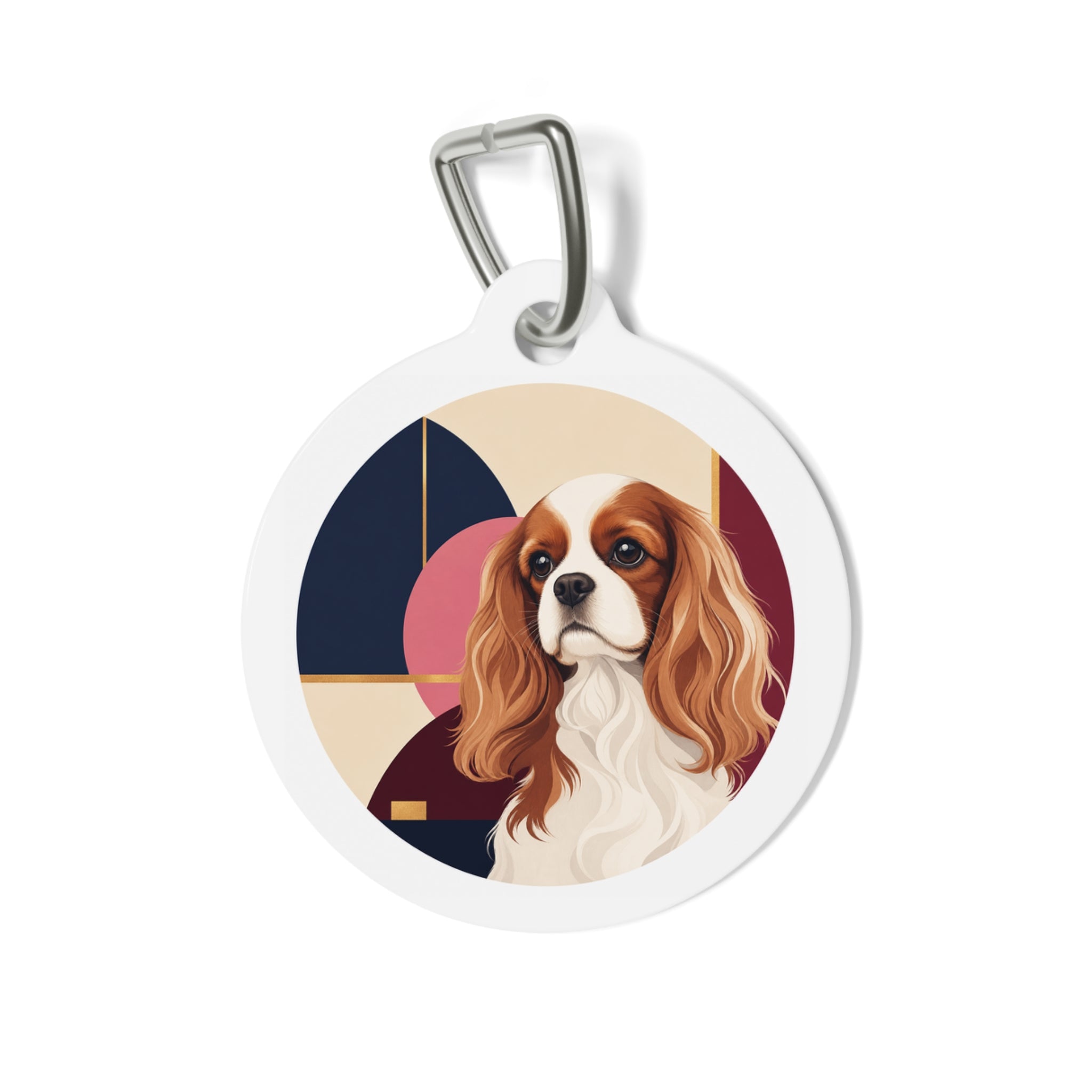 Cavalier King Charles Spaniel Modern Geometric Personalized Dog ID Tag