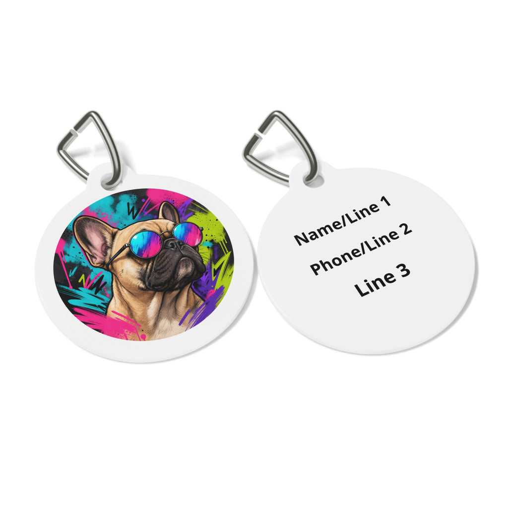French Bulldog Retro Art Personalized Dog ID Tag
