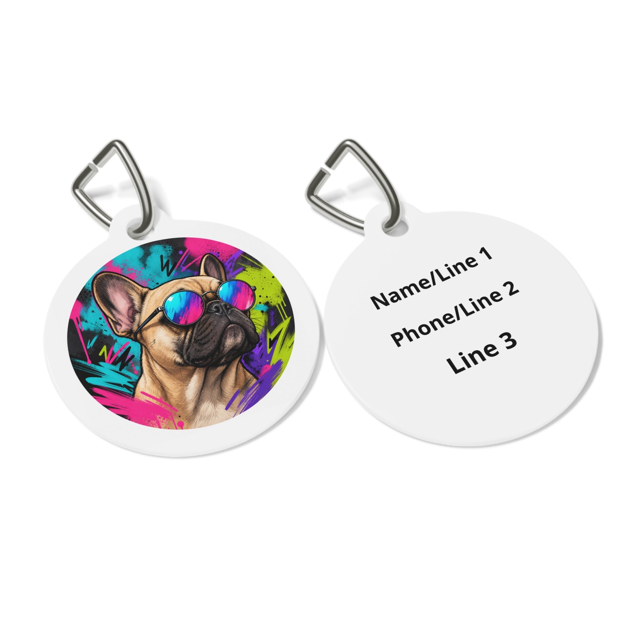 French Bulldog Retro Art Personalized Dog ID Tag