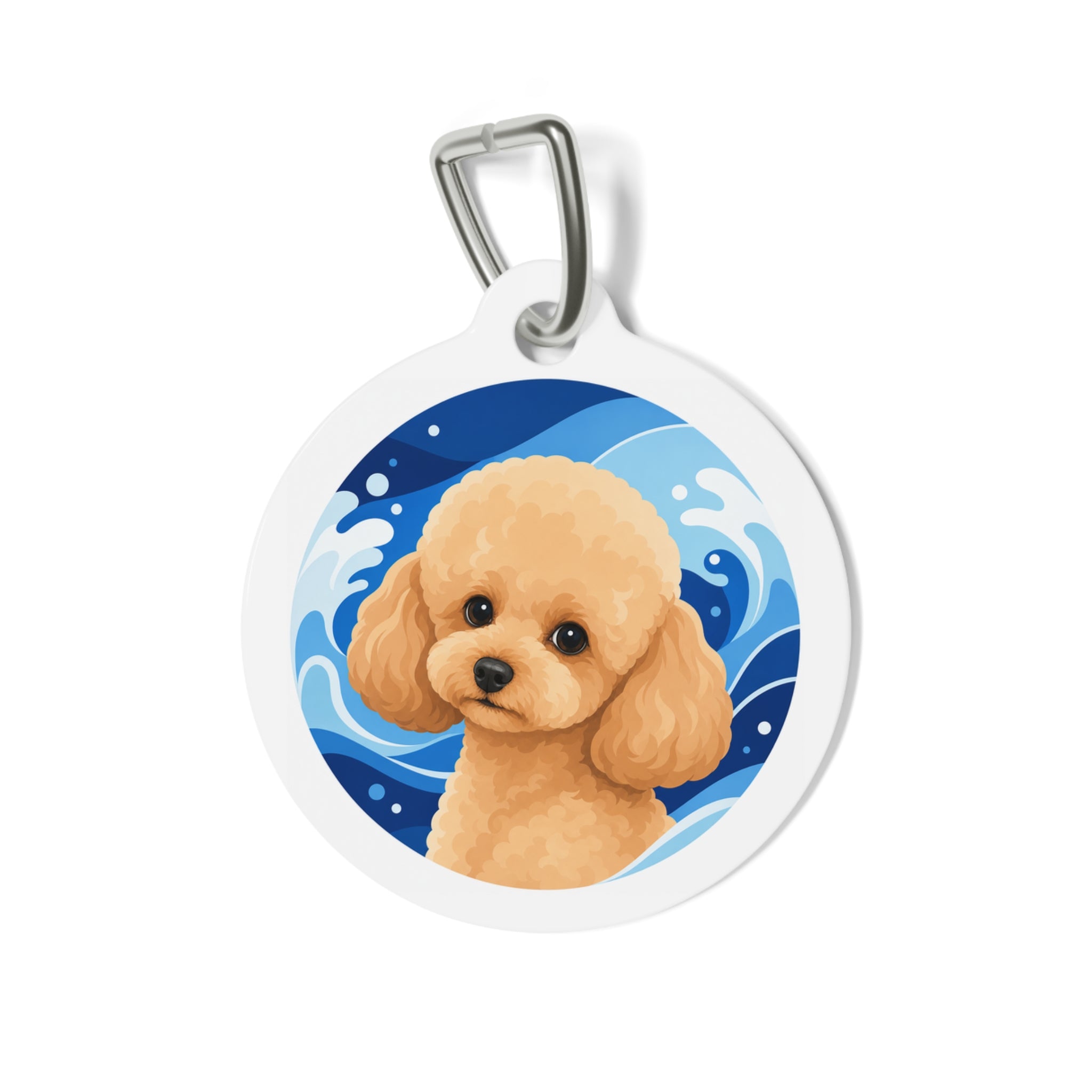 Chapa de identificación personalizada para perro, caniche toy, onda marina, albaricoque, cachorro
