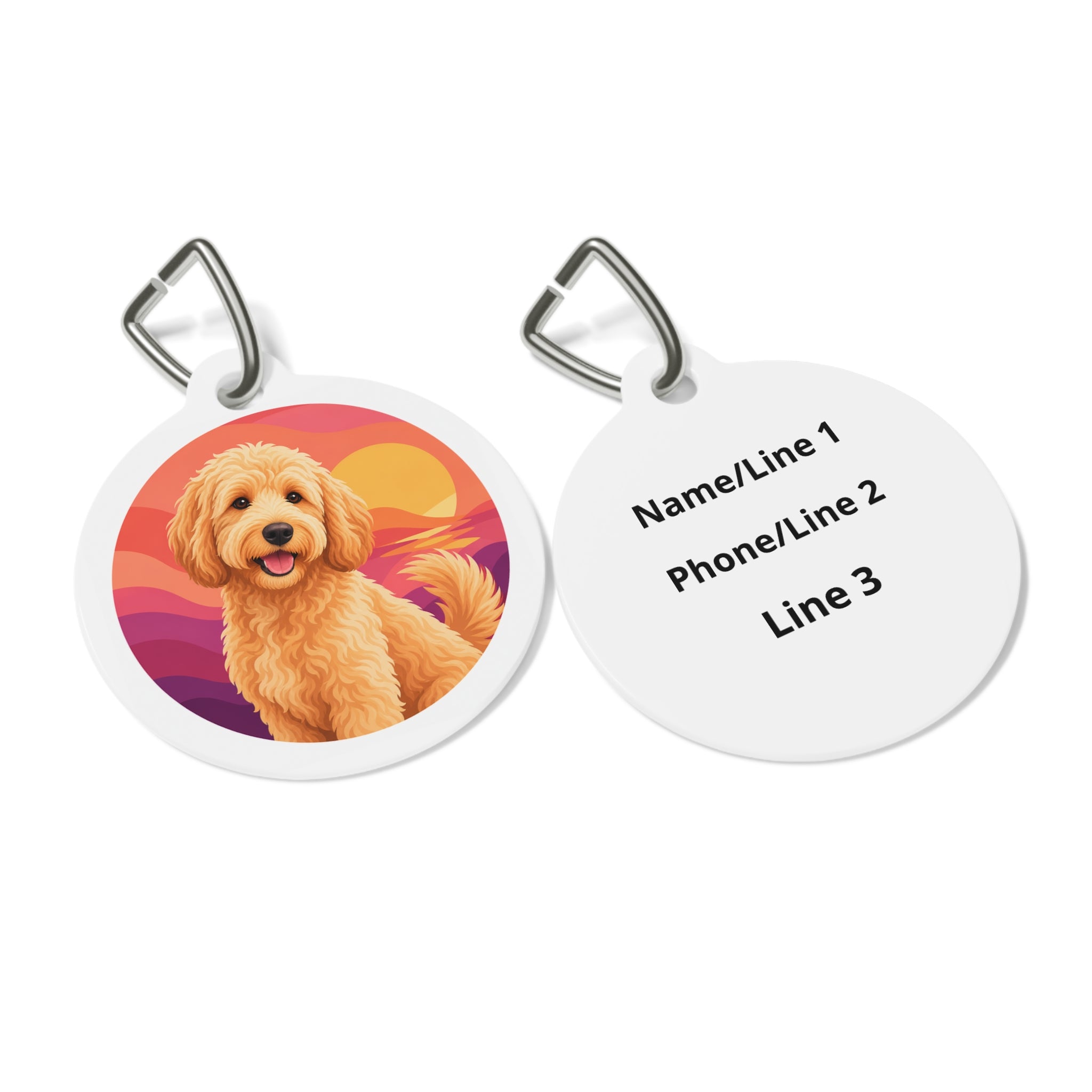Goldendoodle Sunset Paw Personalized Dog ID Tag