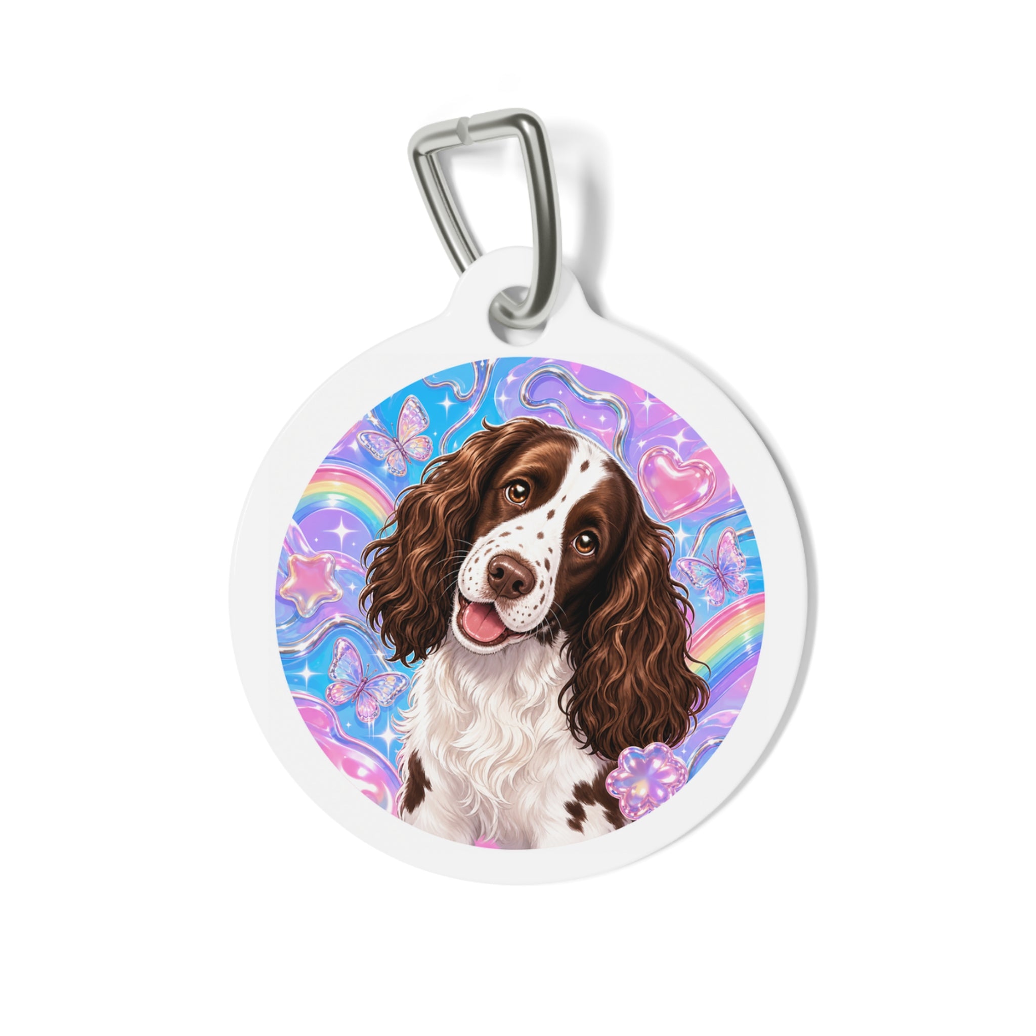 English Springer Spaniel Cosmic Watercolor Personalized Dog ID Tag