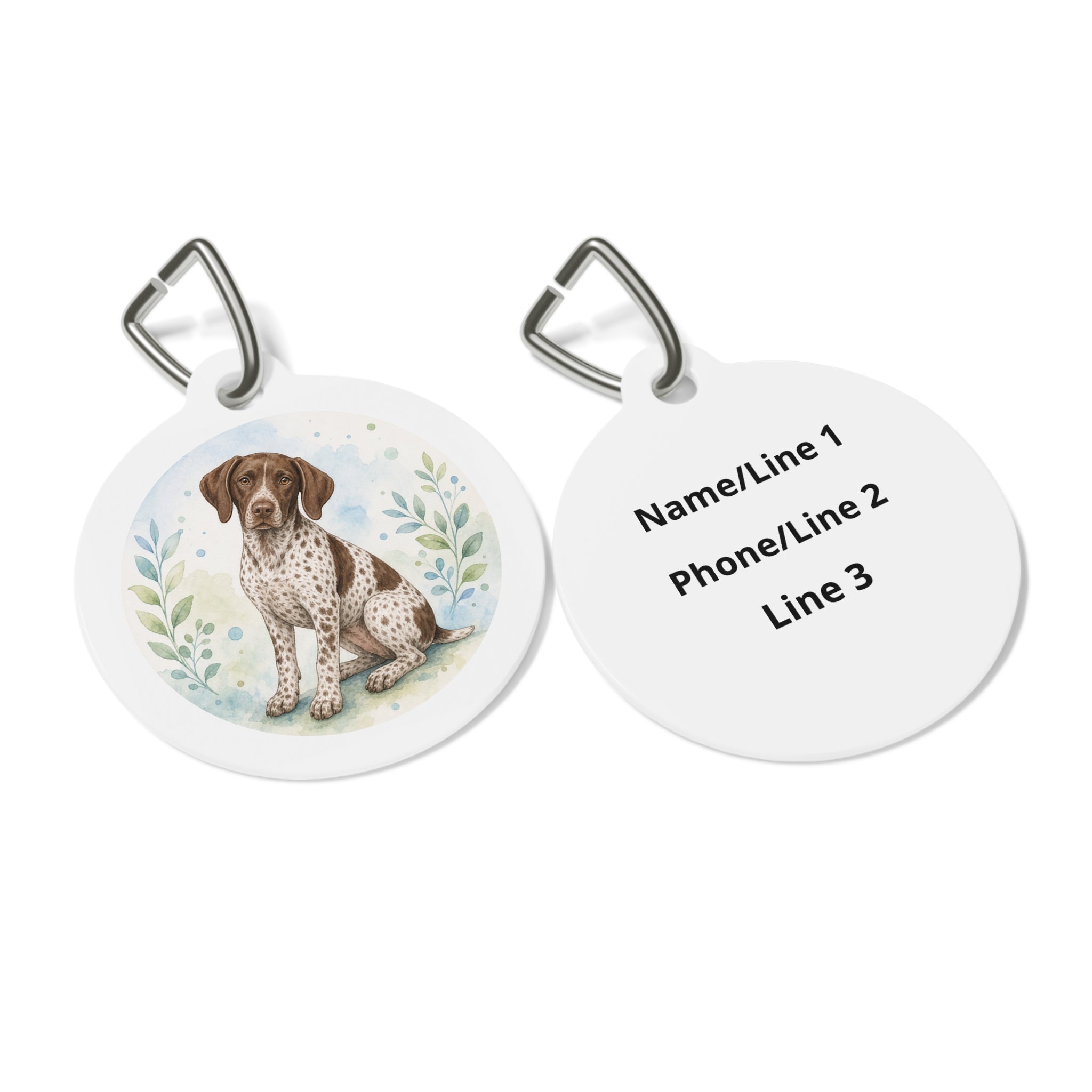 German Shorthaired Pointer Soft Watercolor Puppy Personalized Dog ID Tag