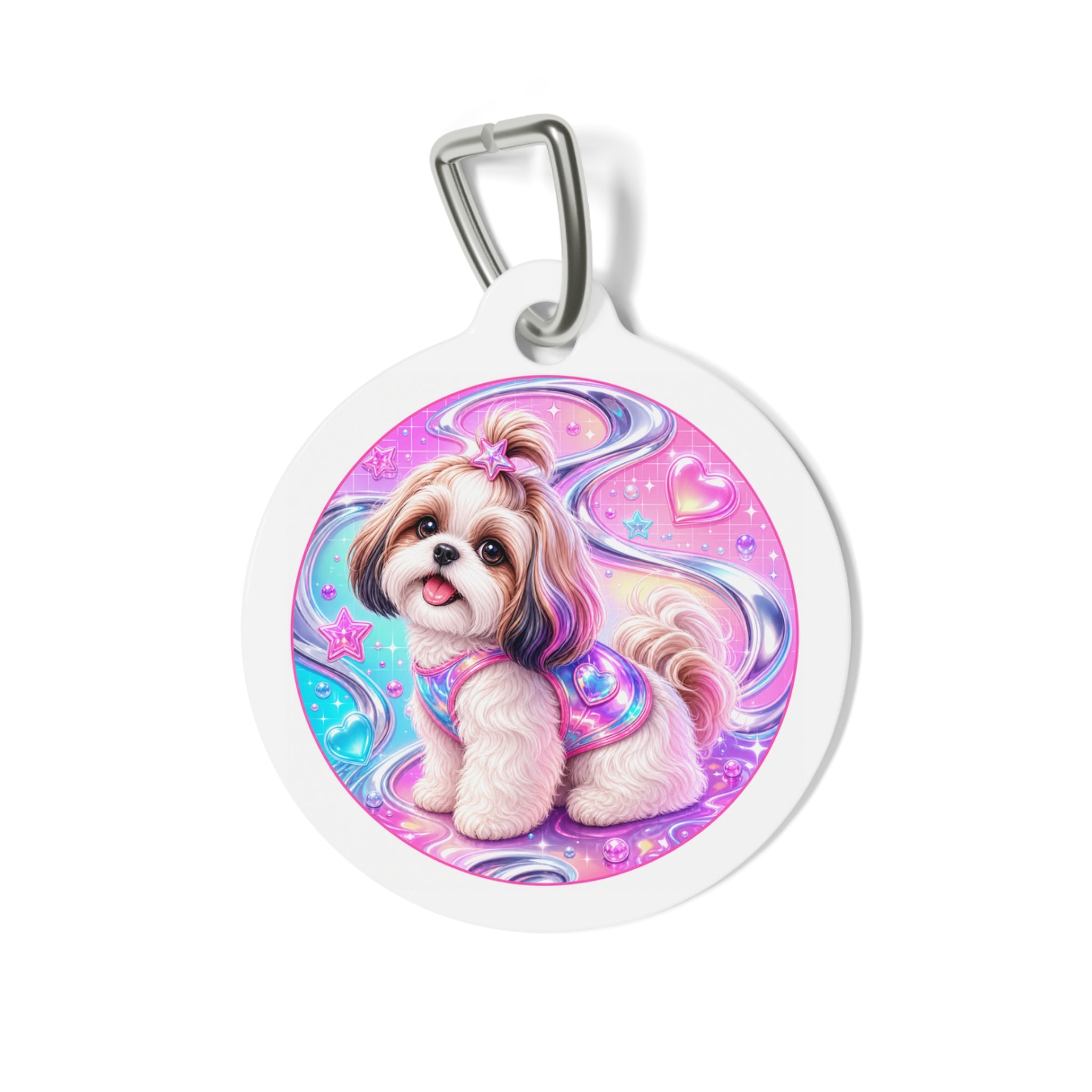Shih Tzu Cosmic Pastel Swirl Personalized Dog ID Tag