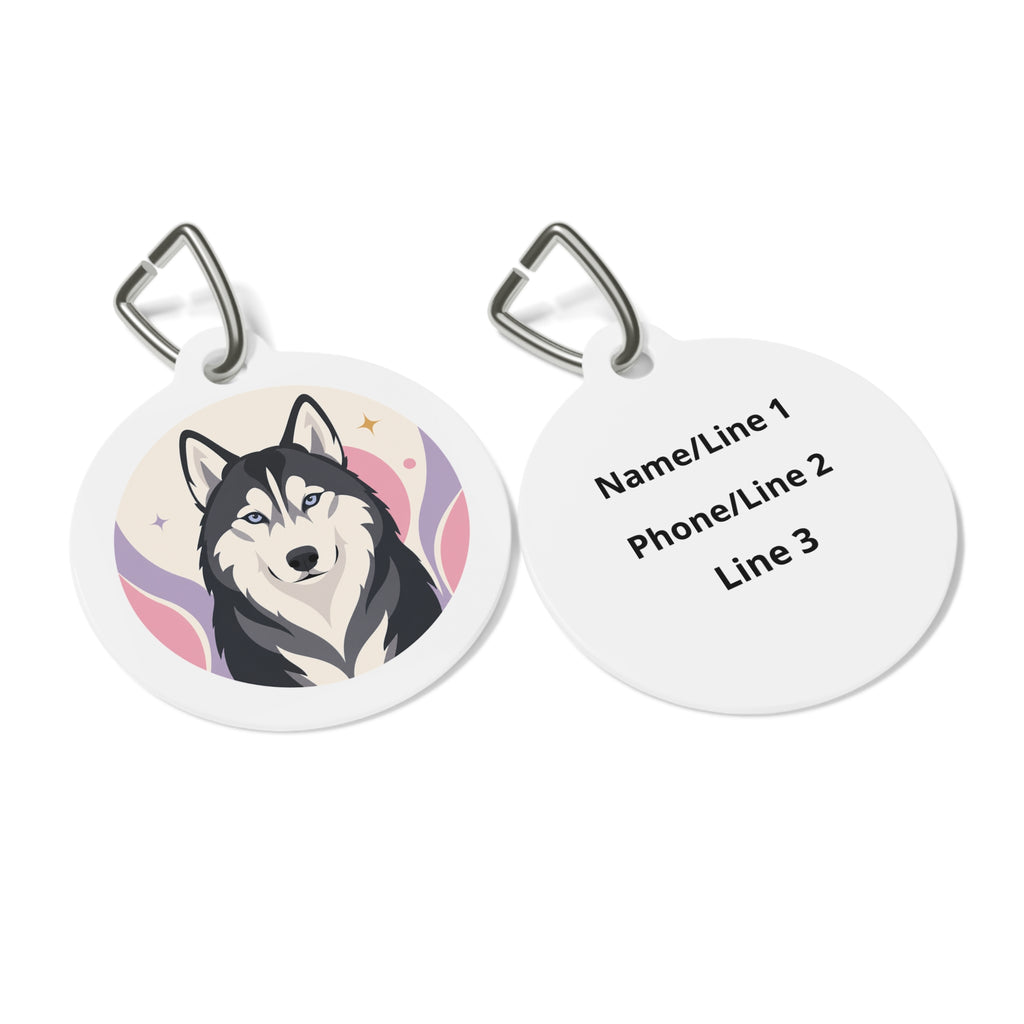 Placa de identificación personalizada para perro Husky Siberiano Blush Aura