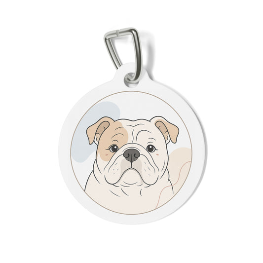 Bulldog Calm Line Art Personalized Dog ID Tag