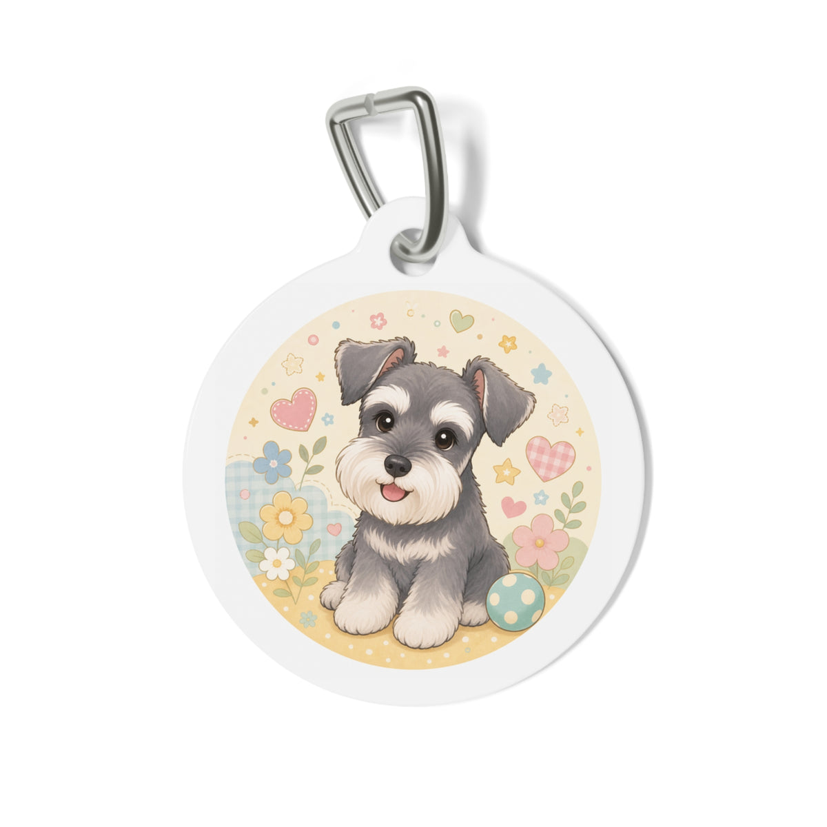 Miniature Schnauzer Spring Hearts & Flowers Personalized Dog ID Tag