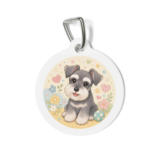 Miniature Schnauzer Spring Hearts & Flowers Personalized Dog ID Tag