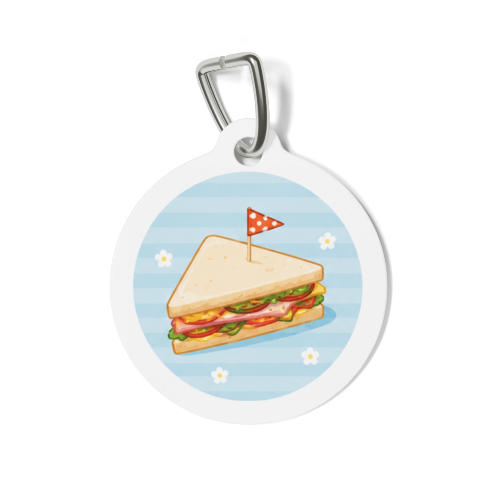 Picnic Club Sandwich Whimsical Foodie Art Personalized Dog ID Tag