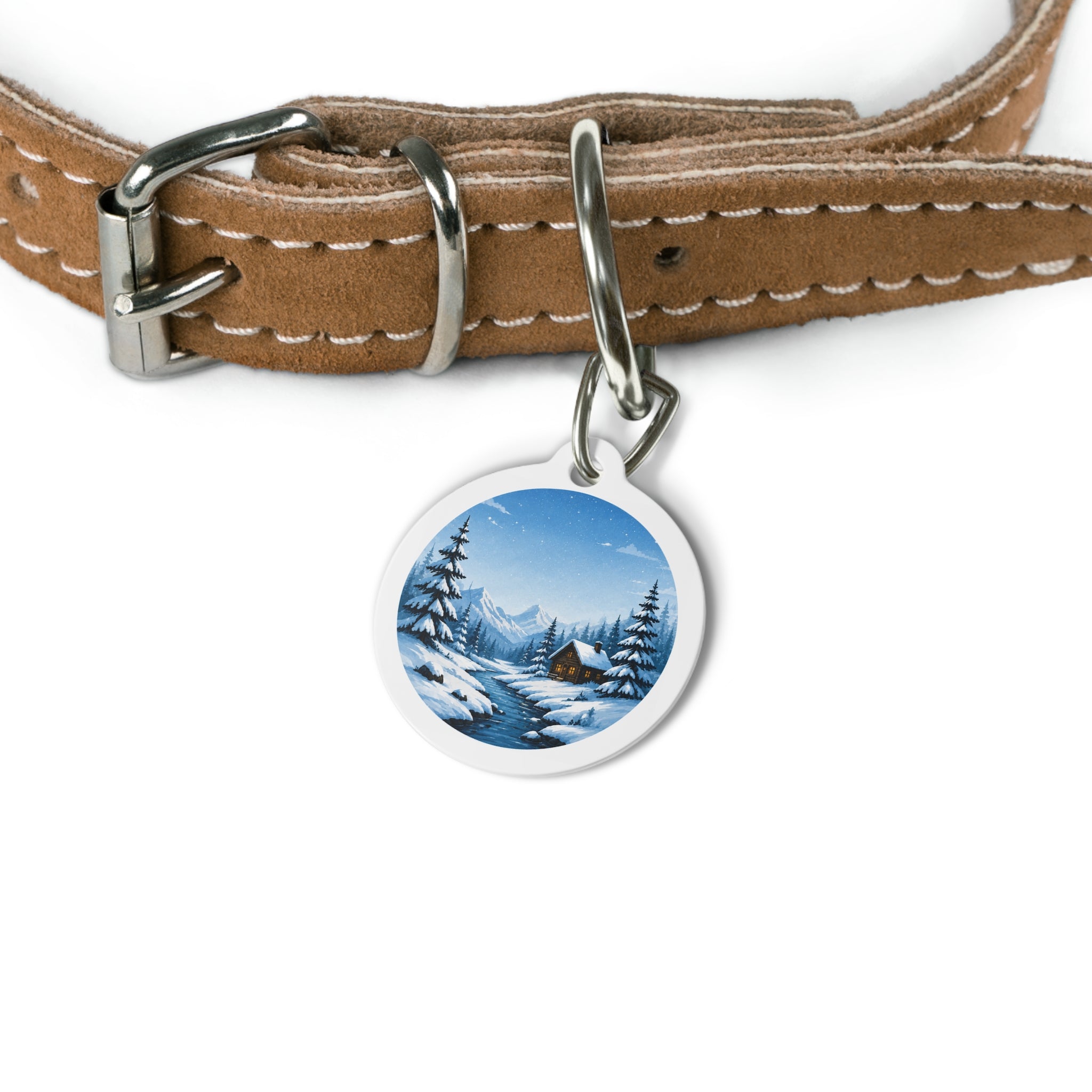 Cozy Cabin Scenic Outdoor Adventure Personalized Dog ID Tag