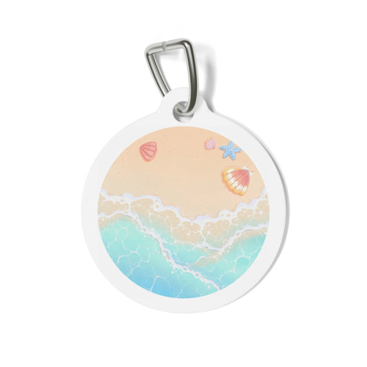 Pastel Shoreline Dreamy Coastal Scene Personalized Dog ID Tag