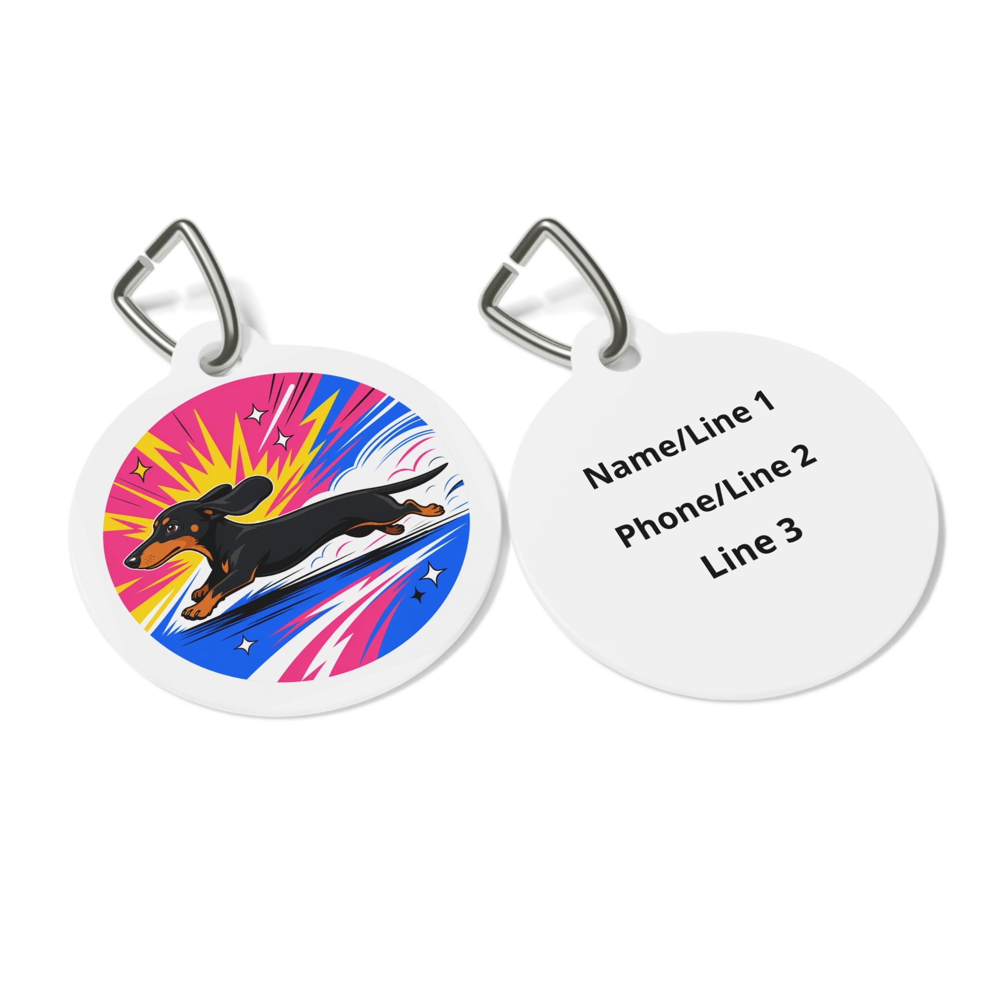 Dachshund Charming Pop Art Personalized Dog ID Tag
