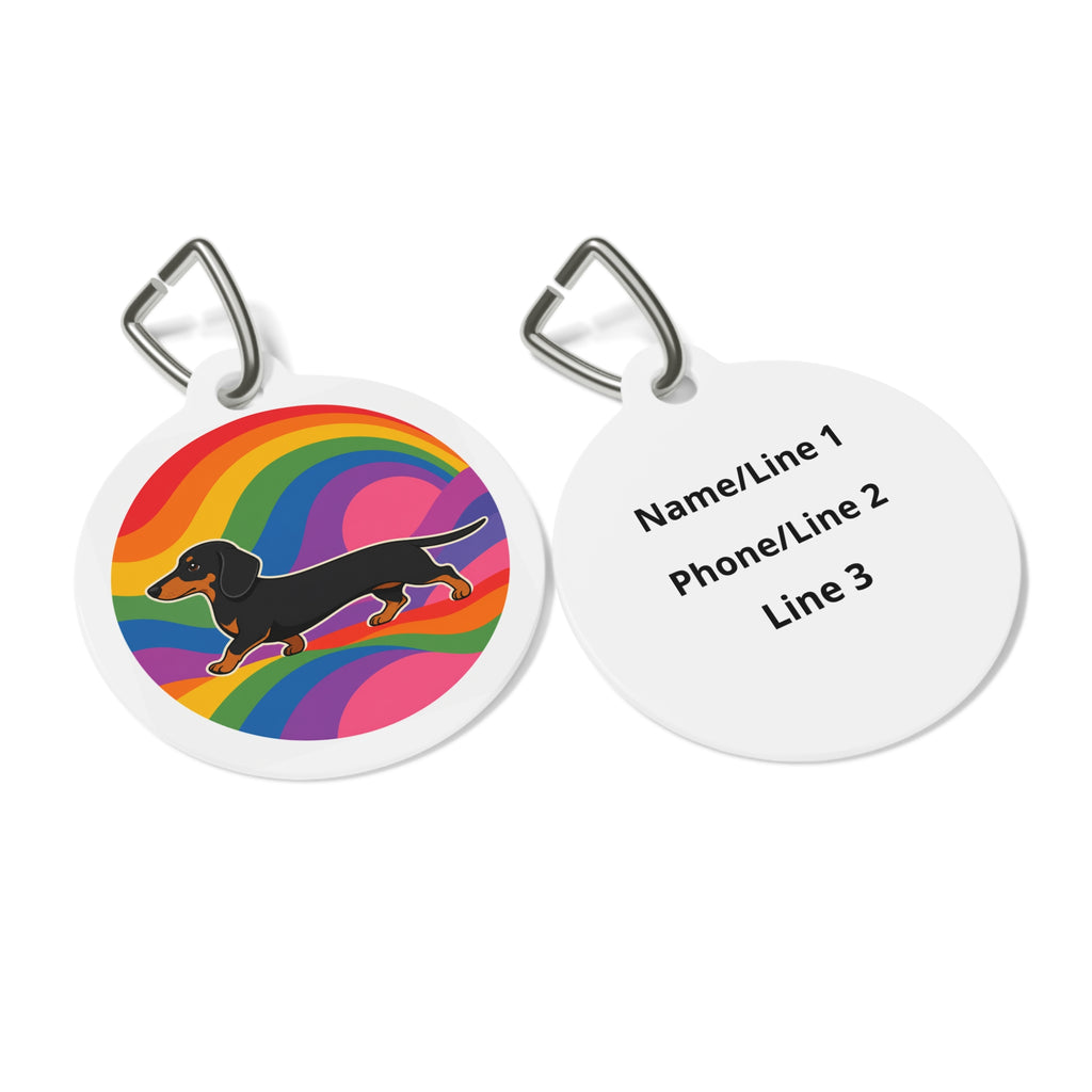Etiqueta de identificación para perro personalizada Dachshund Rainbow